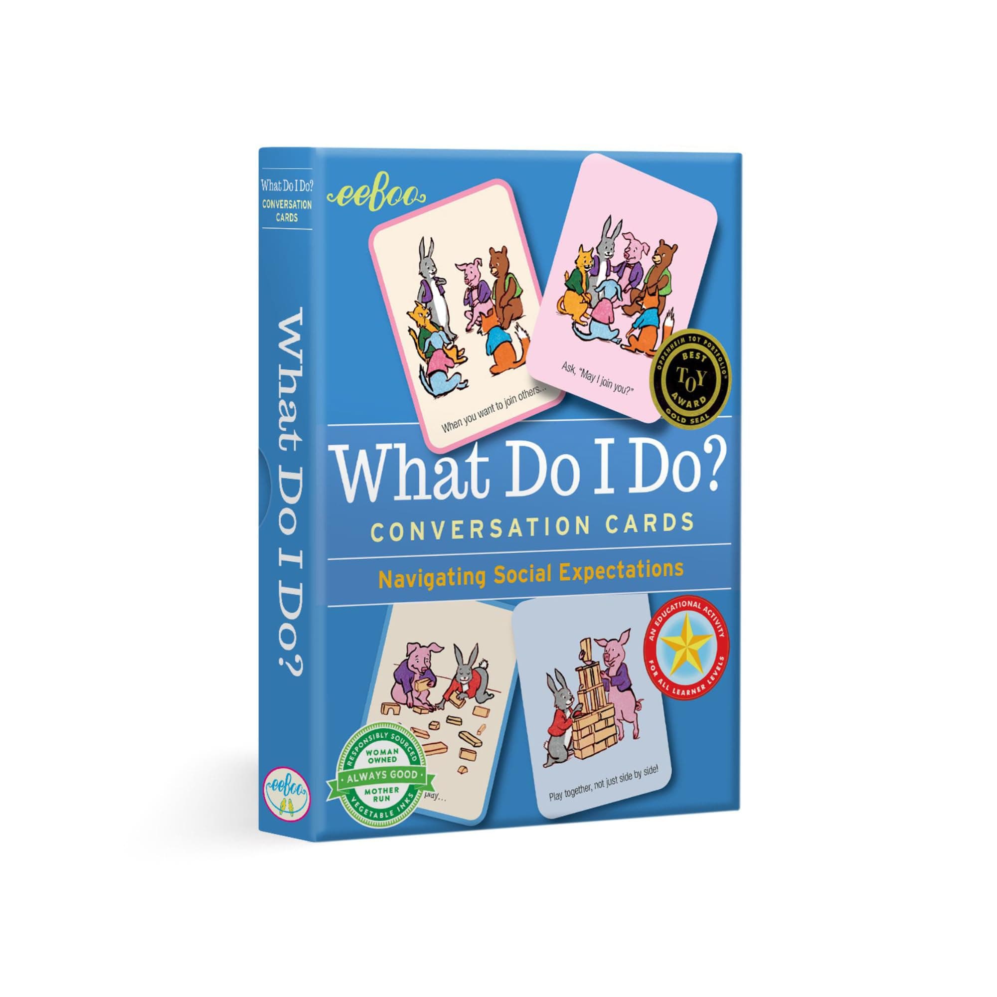 eeBoo What Do I Do Conversation: Kids' Conversation Prompts - Family Communication Game - Interactive Communication Tool - Problem-Solving Discussion Cards