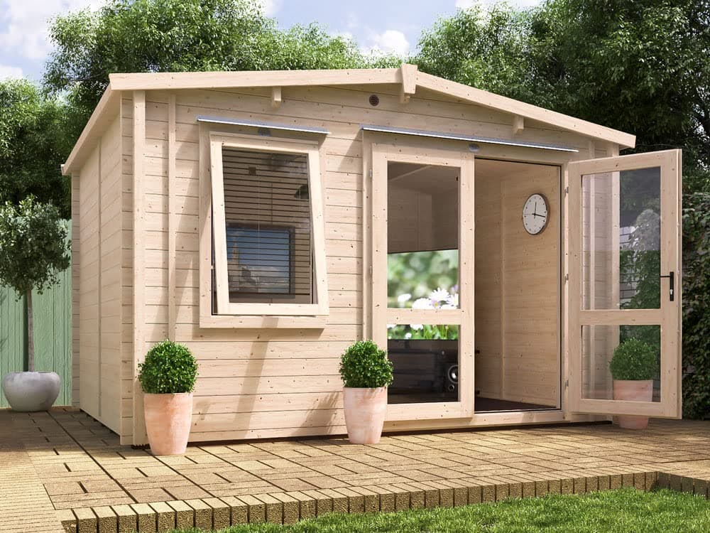 Insulated Garden Log Cabin Warm Man Cave Home Office Summer House - Warmalog™ Rhine 4mx3m