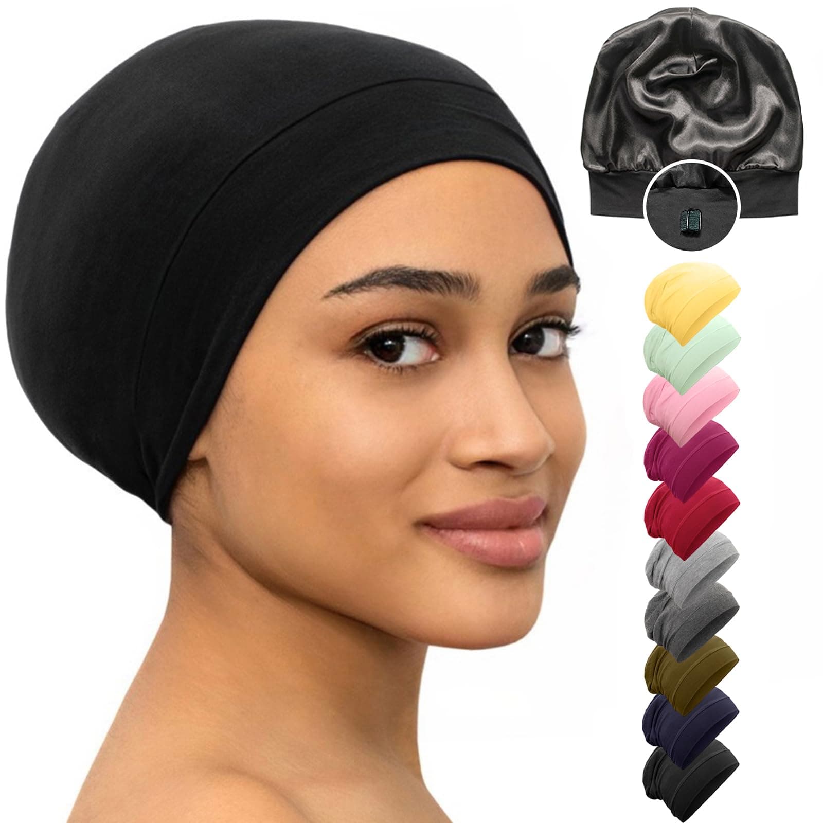 CAPLORD Satin Bonnet for Sleeping, Curly Hair Wrap Sleep for Men, Adjustable Silk Beanies for Women, Silk Hair Bonnet