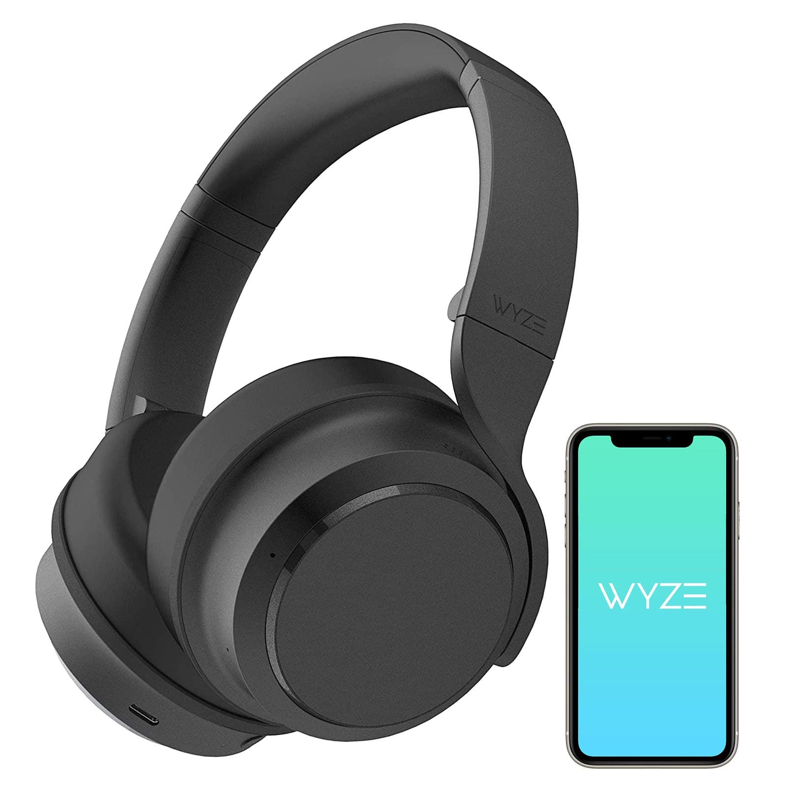 Wyze Bluetooth 5.0 Headphones, Over The Ear Headphones with Active Noise Cancellation, High-Fidelity Sound, Transparency Mode, Alexa Built-in, Black