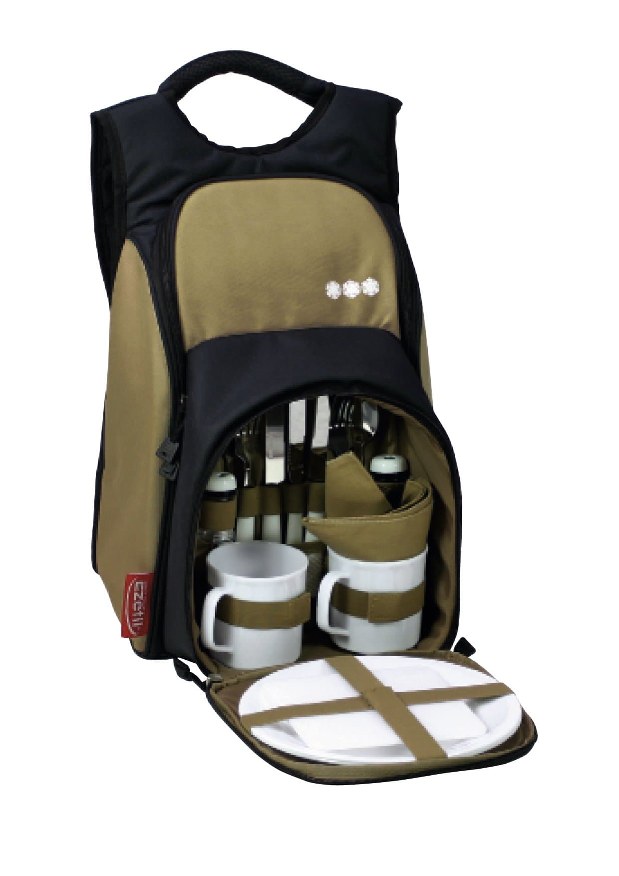 EZetil KC Professional Backpack 2 Persons Cooler Bag – 28 x 22 x 45 cm Black/Beige, 10 Litres, 723520