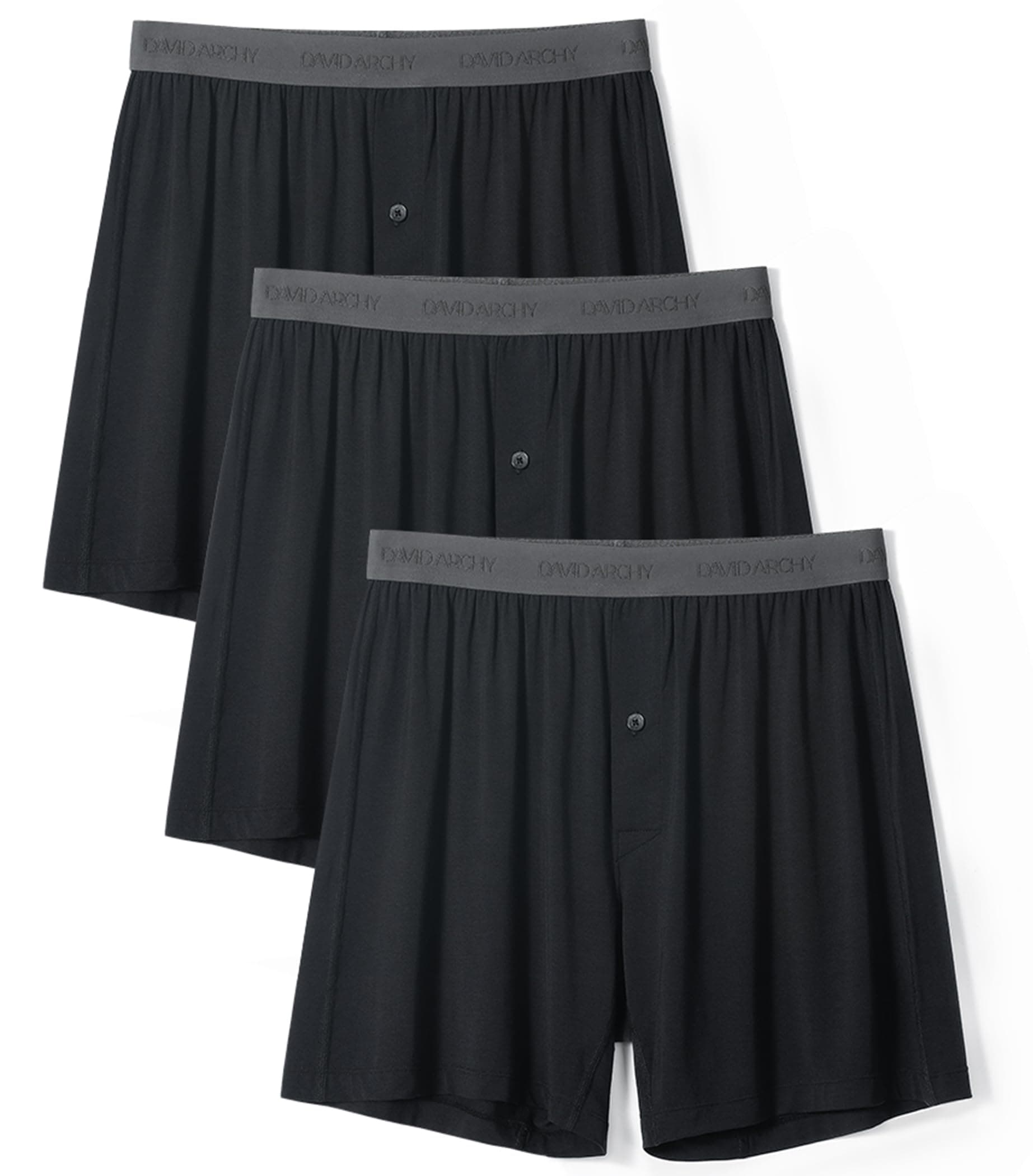 Mens Underwear Bamboo Rayon Boxers for Men Breathable and Cool Men's Boxer Shorts with Button Fly 3 or 5 Pack