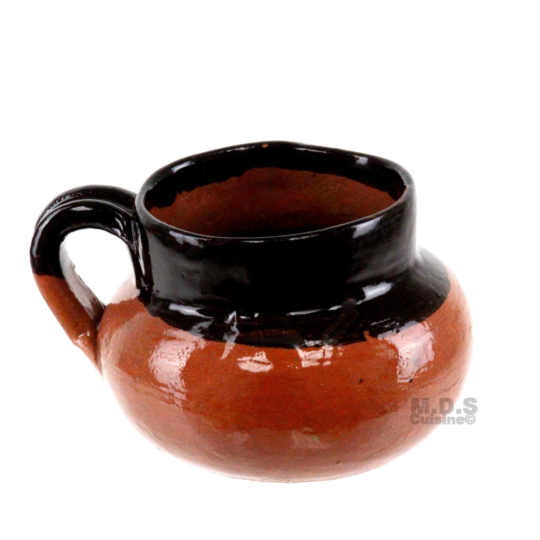 Taza De Barro Jarro Mug 8 Oz Brown and Black Artisan Lead Free Mexican Clay Cafe Coffee Hot Chocolate Atole Cup