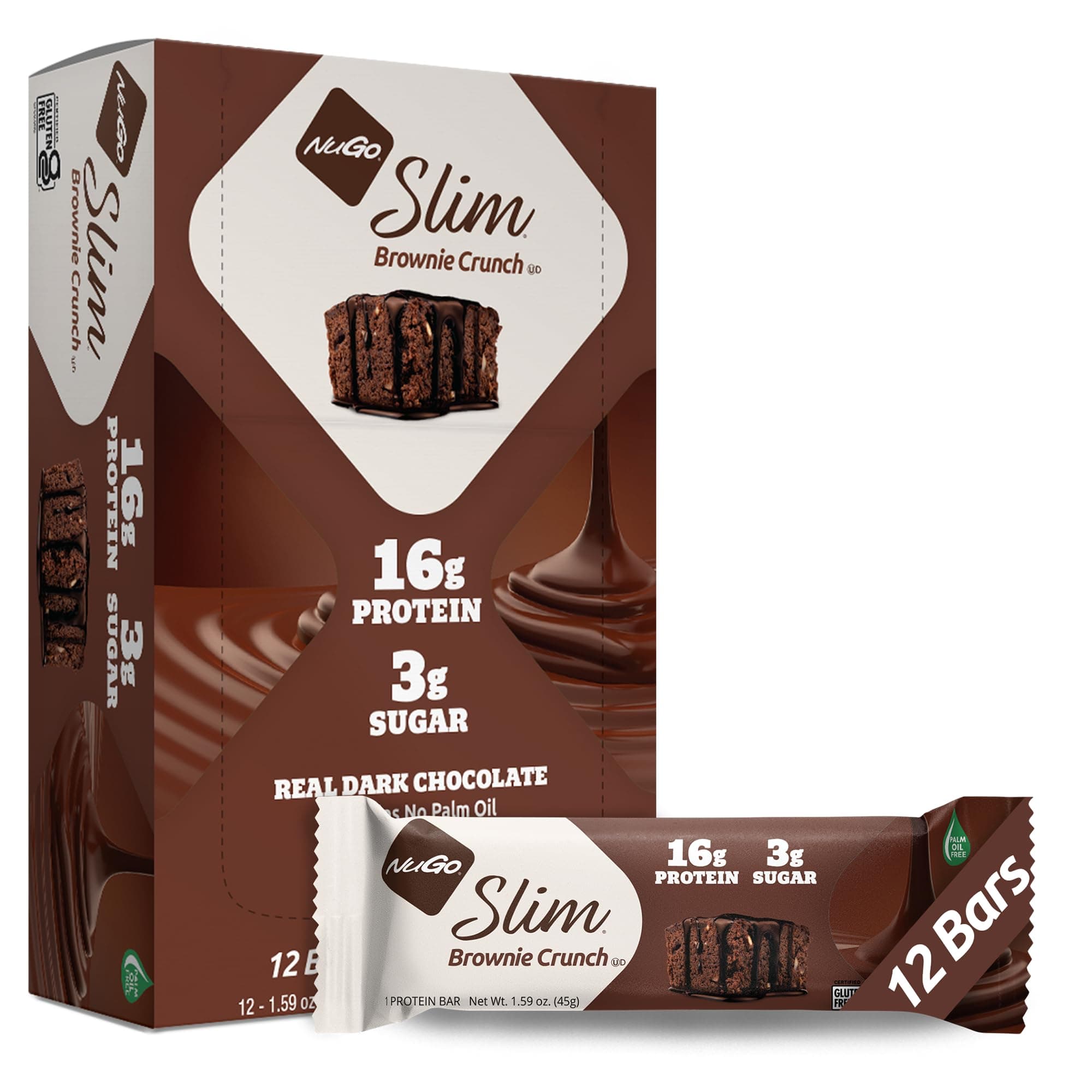 NuGO Slim Brownie Crunch, 1.59-Ounce (Pack of 12)