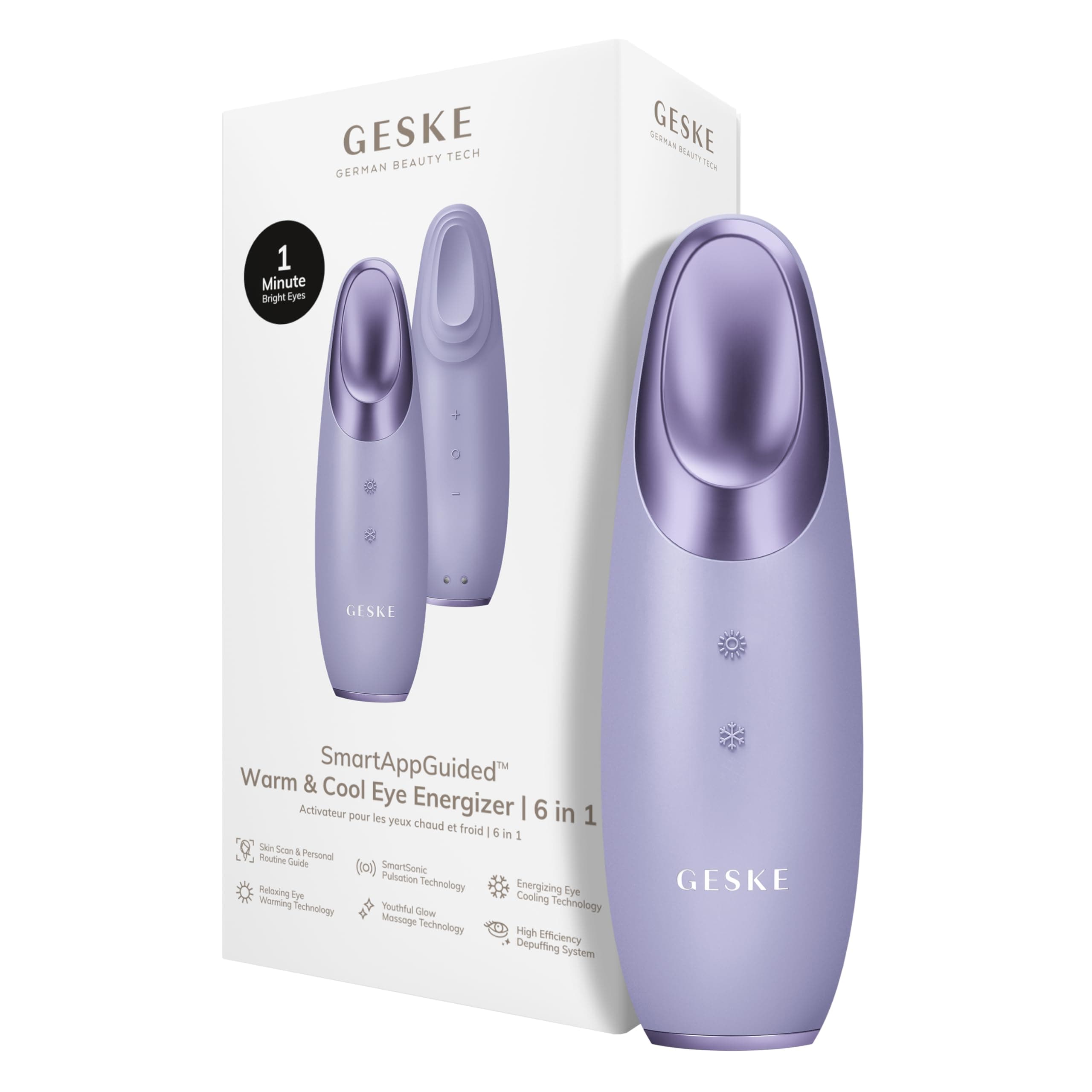 SmartAppGuided™ Warm & Cool Eye Energizer | 6 in 1 | Heated eye massager | Combat dark circles & under-eye bags | Refresh droopy eyelids | Anti-stress & relaxation | Sonic massaging