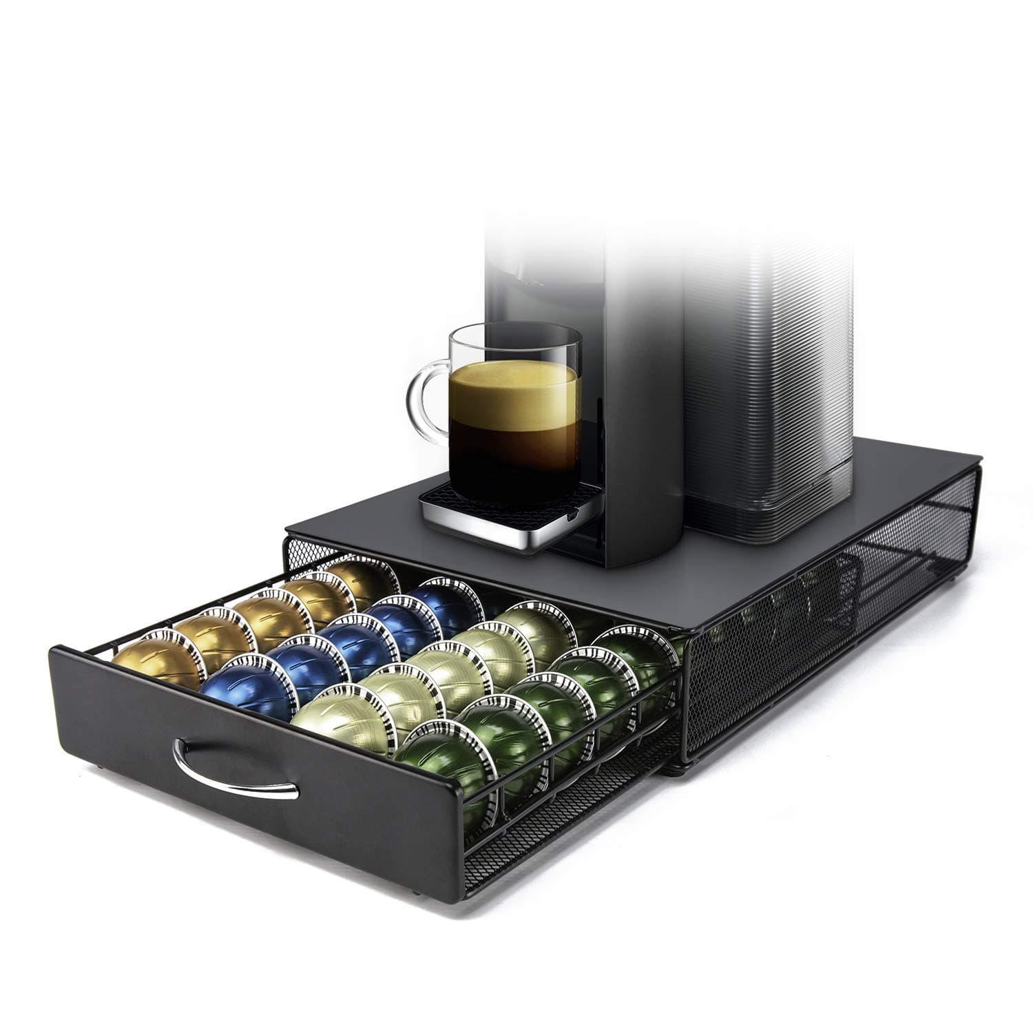Nespresso Vertuoline Capsule Drawer Compatible Vertuo Coffee Storage Metal 40 Pods Capacity