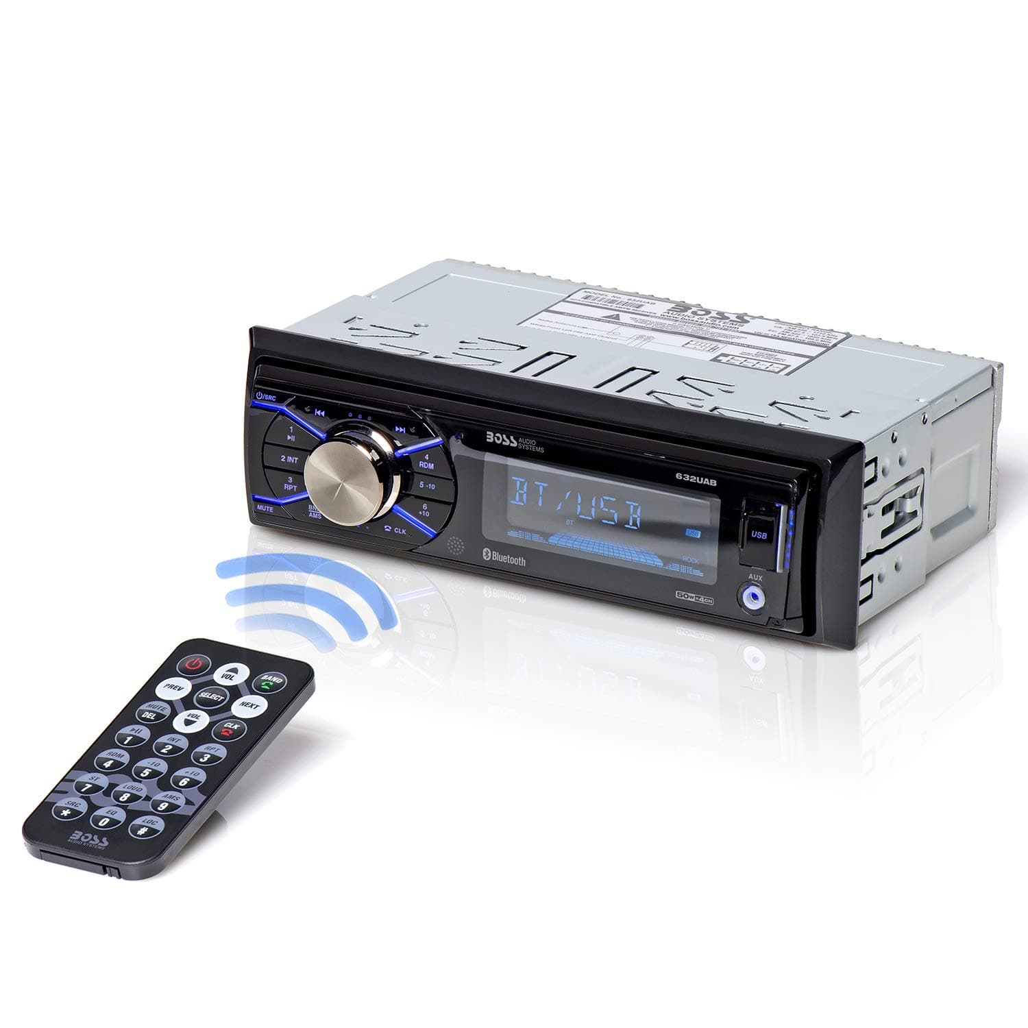 632UAB Car Stereo - Single Din, Bluetooth, No CD DVD Player, AM/FM Radio Receiver, Wireless Remote Control, Aux in, USB