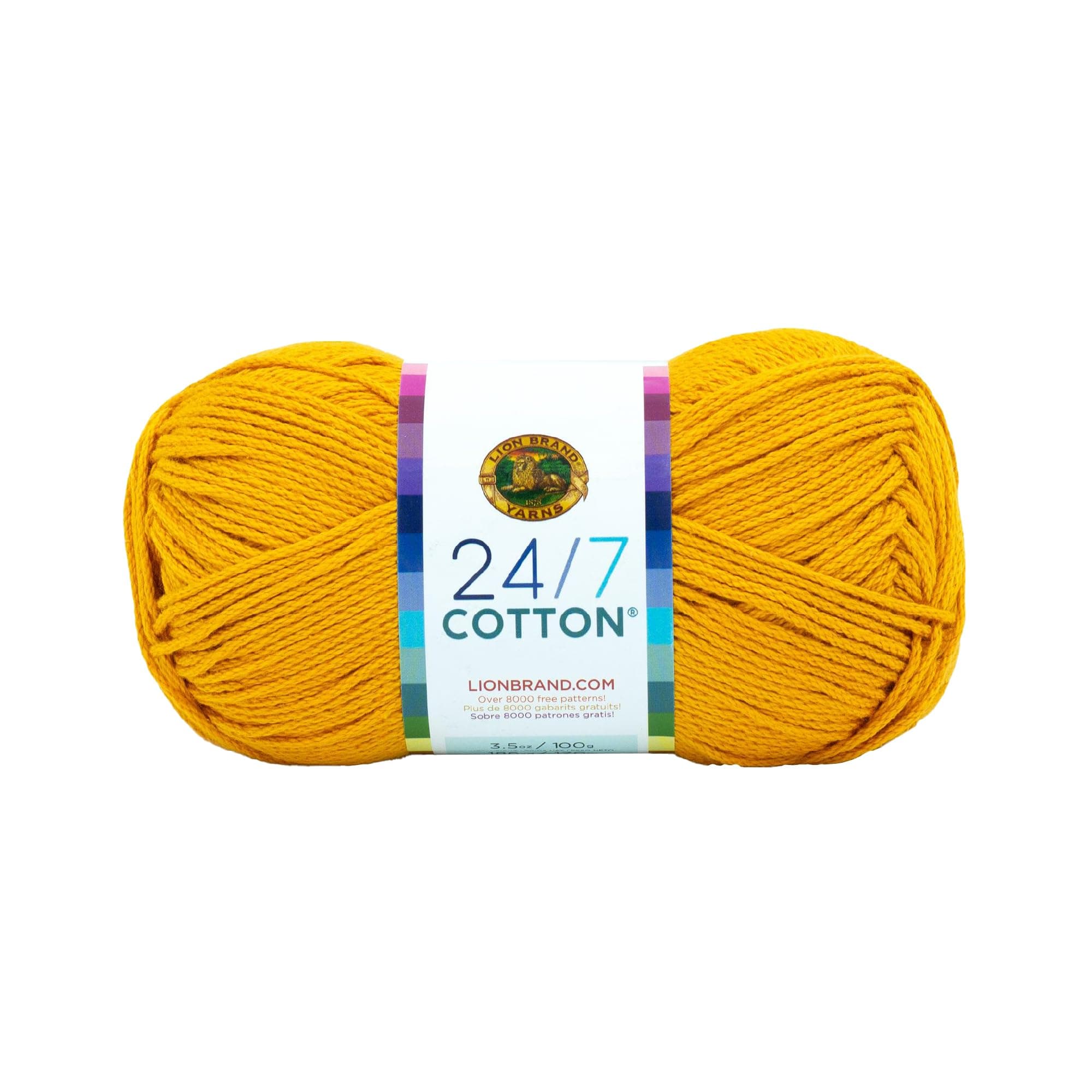 Lion Brand Yarn (1 Skein) 24/7 Cottonยฎ Yarn, Goldenrod