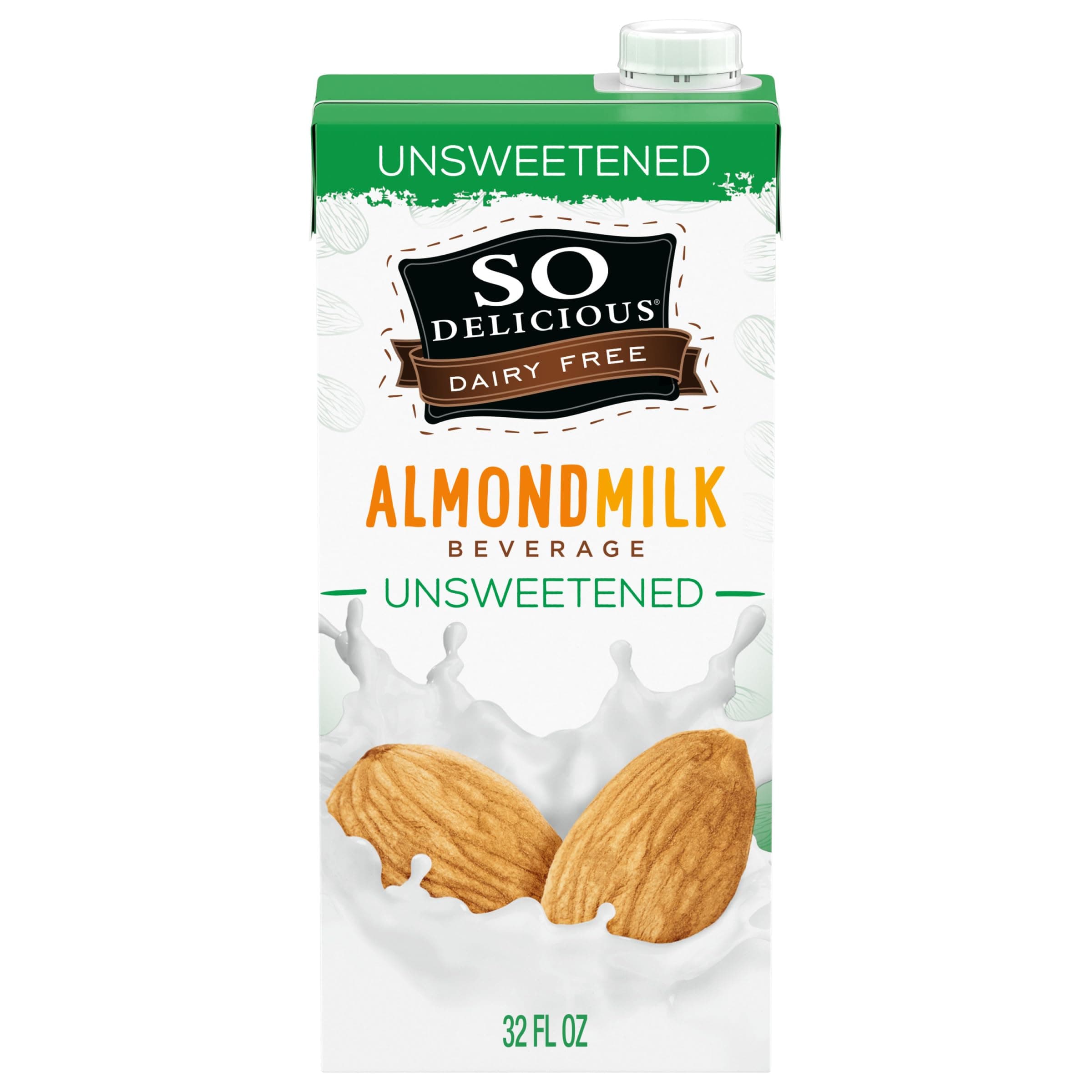 Dairy Free Shelf-Stable Almond Milk, Unsweetened, Vegan, Non-GMO Project Verified, 1 Quart (Pack of 6)