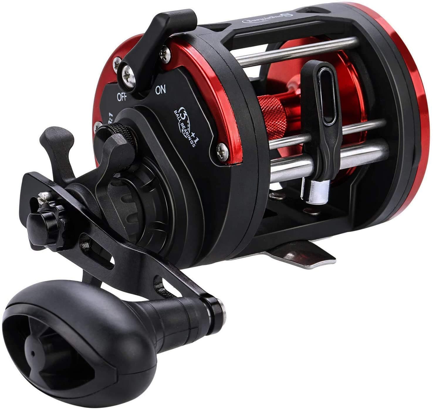 Trolling Reel Level Wind Conventional Reel Graphite Body Fishing Reel, Durable Stainless-Steel, Large Line Capacity