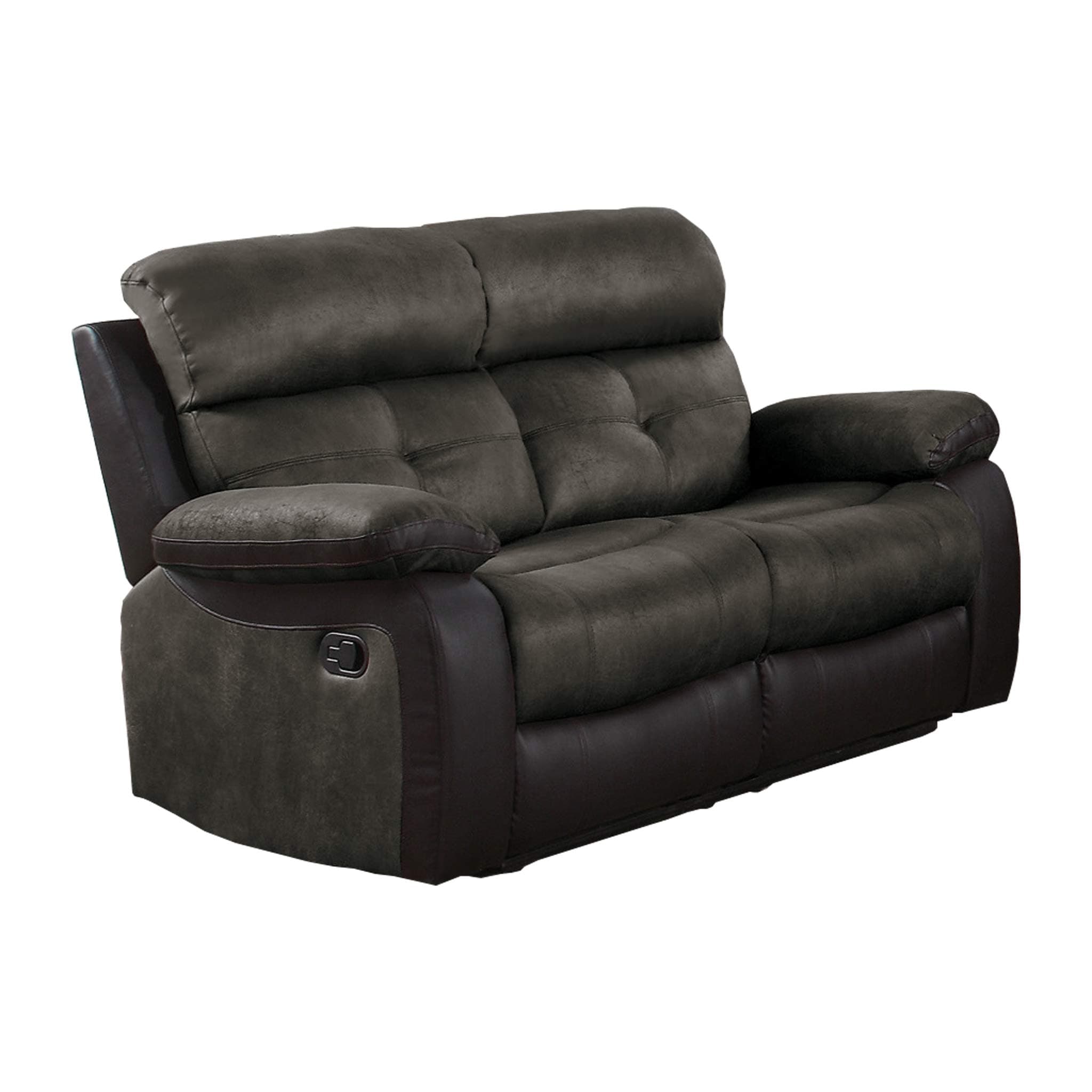 Homelegance Manual Double Reclining Love Seat, 60"W, Brown Two-Tone