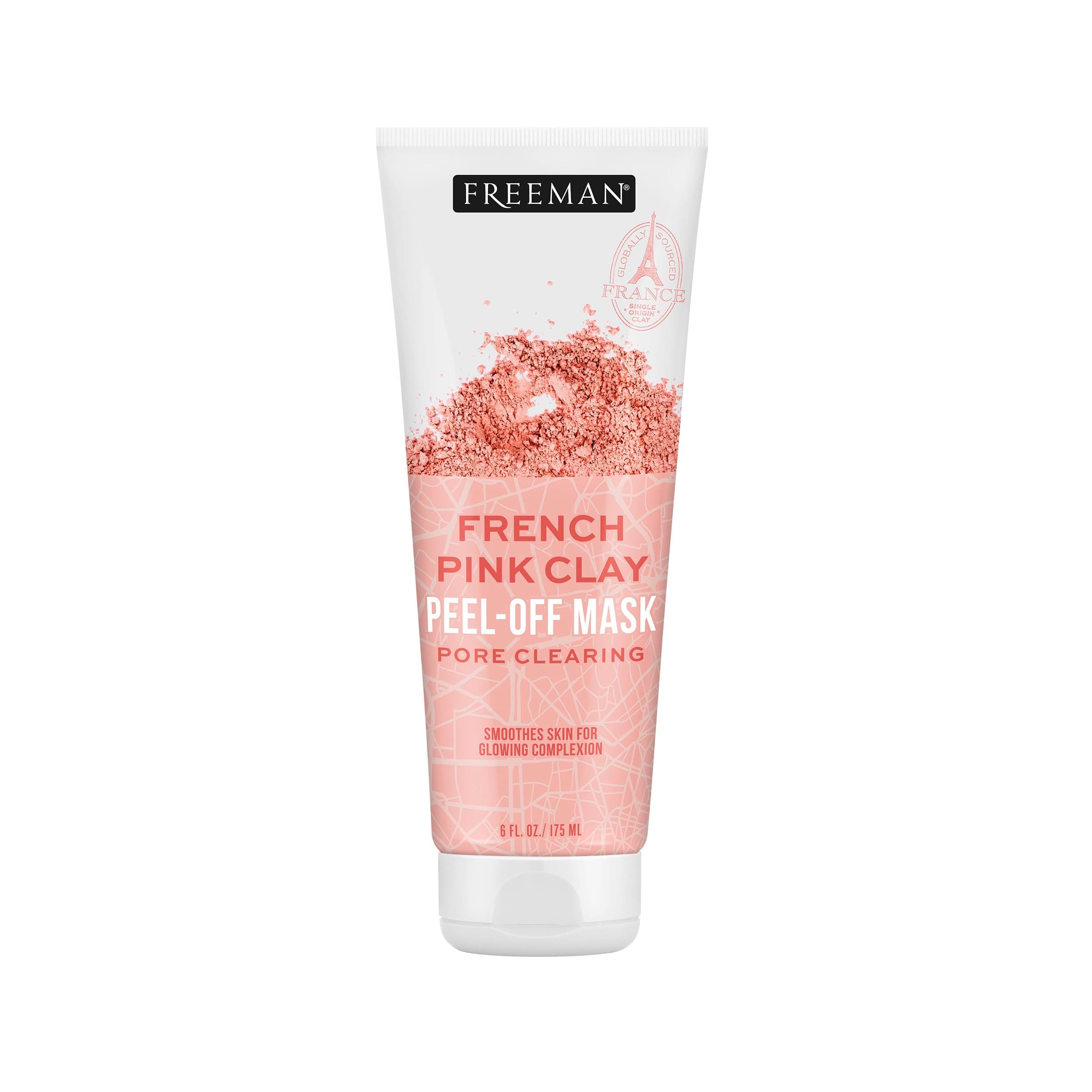 Freeman Exotic Blends French Pink Clay Peel-Off Face Mask, Pore Clearing Facial Mask, Detoxifies & Removes Impurities, Clean Skincare, For Normal & Combination Skin, 6 fl. oz./175 ml. Tube