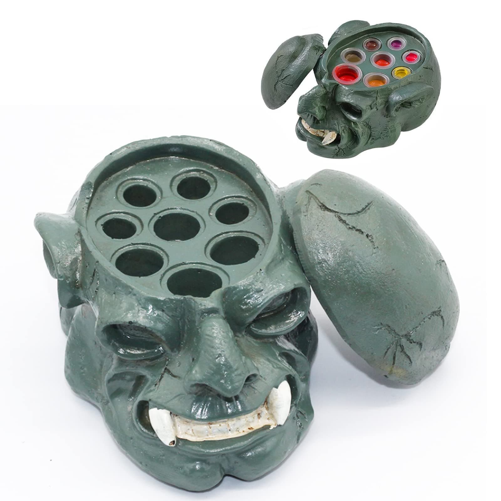 Tattoo Ink Cup Holder - AIMOM 8 Holes Pigment Tattoo Cup Holder Stand Skull Resin Tattoo Ink Cap Holder for Tattoo Ink Permanent Makeup Container Cap Tattoo Accessory