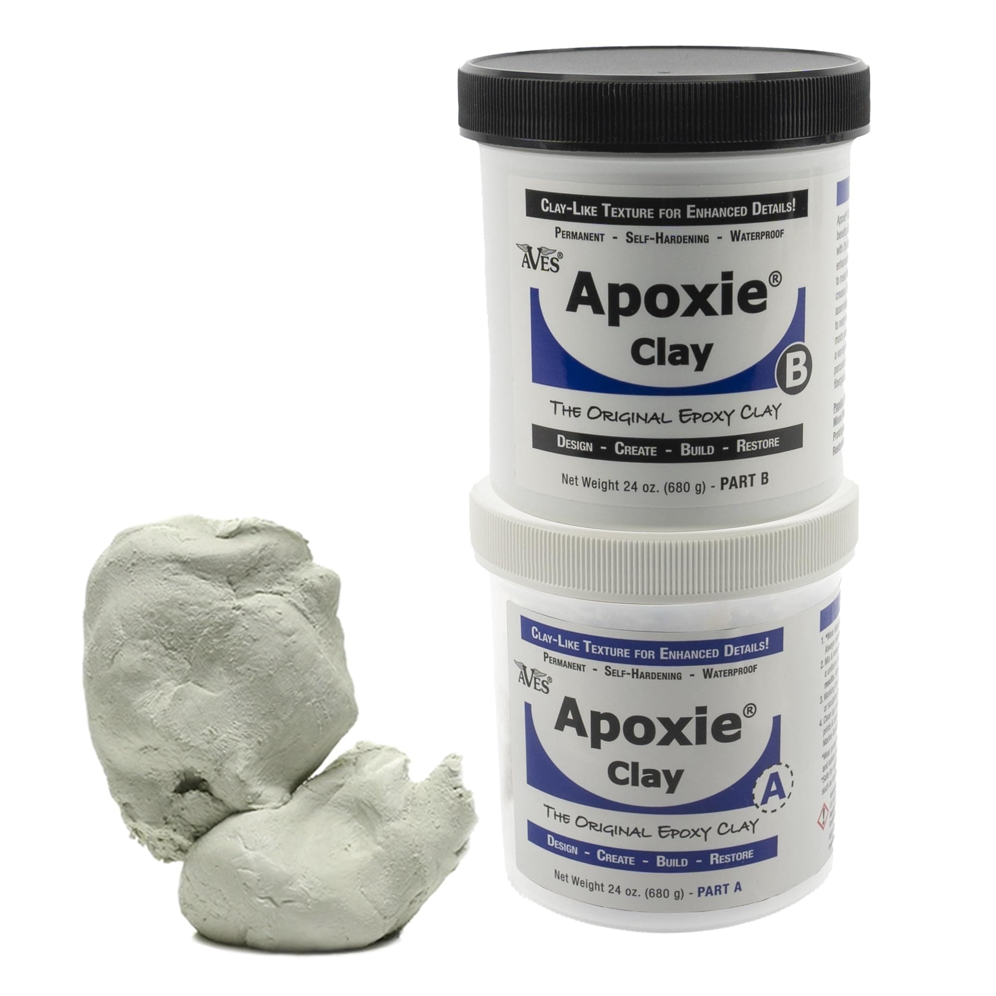 Aves Apoxie Clay - 2 Part (A & B) Self Hardening, Modeling Clay - 3 Pound White Apoxie Clay
