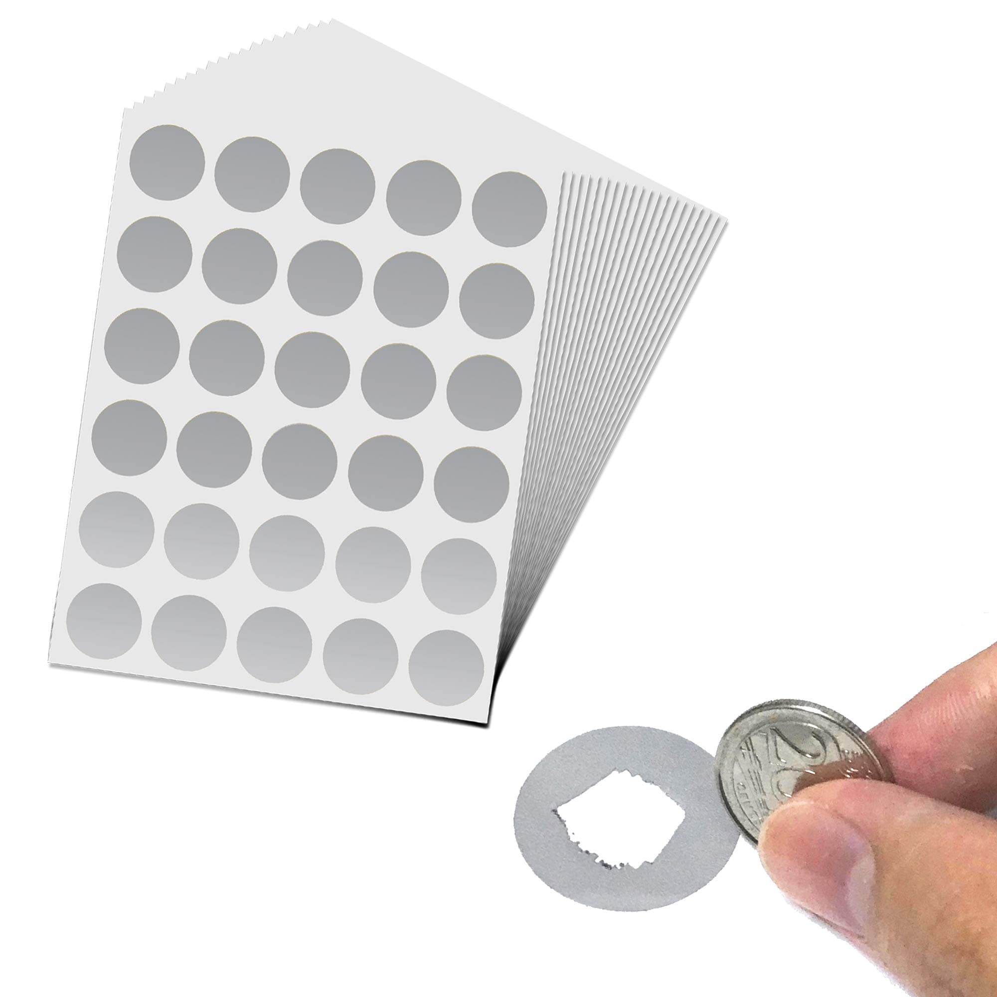 900 Pack, 1" Scratch Off Stickers Labels, Round Circle - Silver