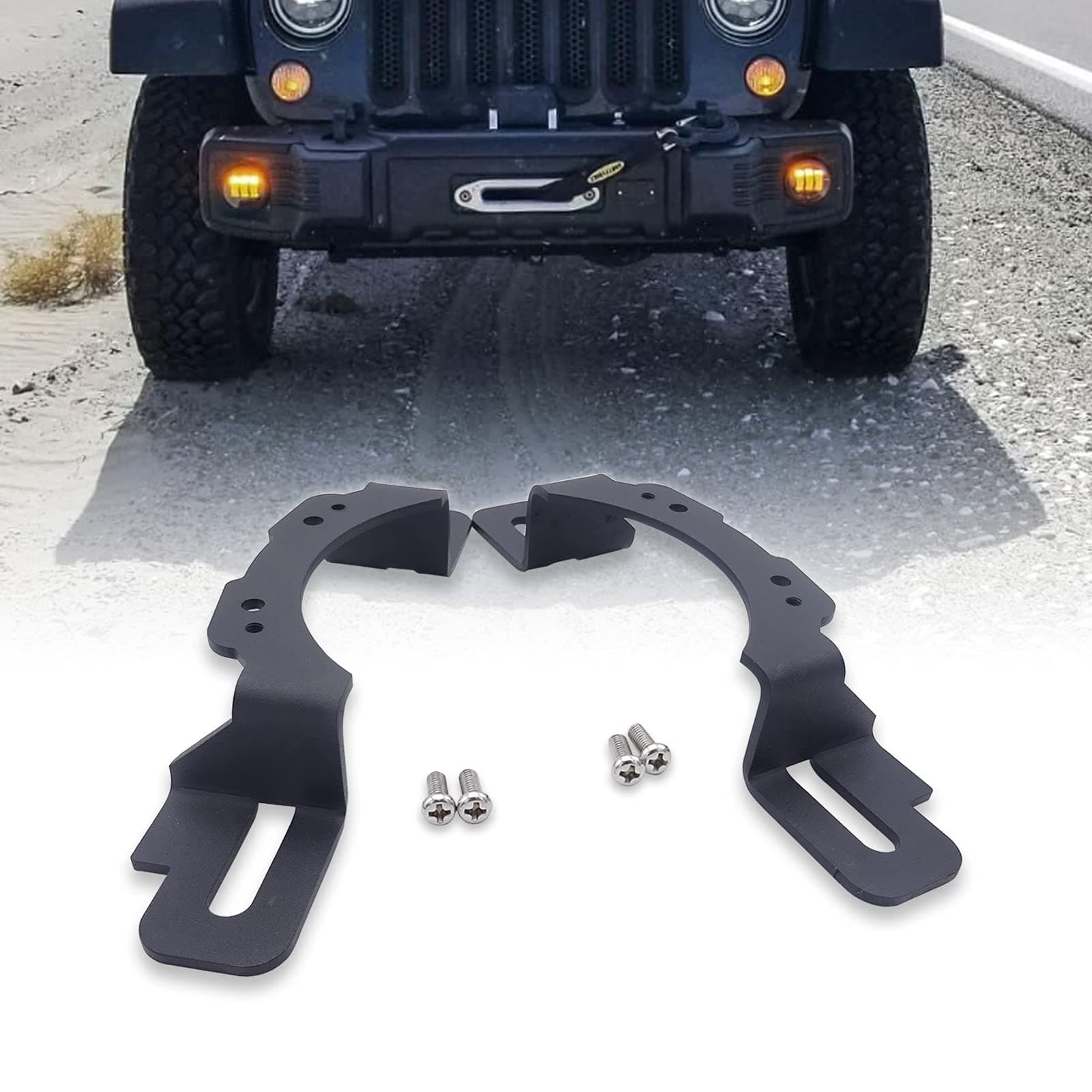 XJMOTO 4 inch LED Fog Light Front Bumper Mounting Brackets Adapter Compatible with 2013-2018 Jeep Wrangler Hard Rock Rubicon X,10th Anniversary Editions,75th Anniversary Edition, 2018-2023 Wrangler JL