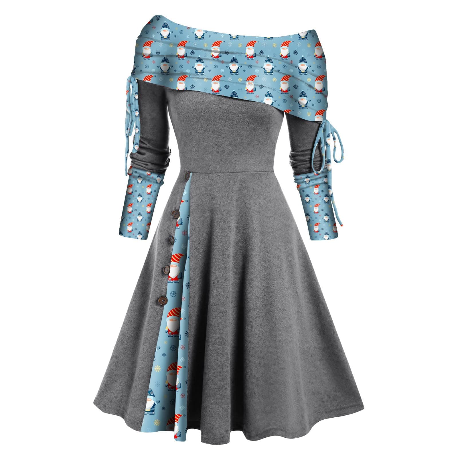 JHTPSLRDresses for Womewn Elegant Wedding 50s 60s A Line Ruffle Dressy Graphic Santa Tree Print Prom Party Dress