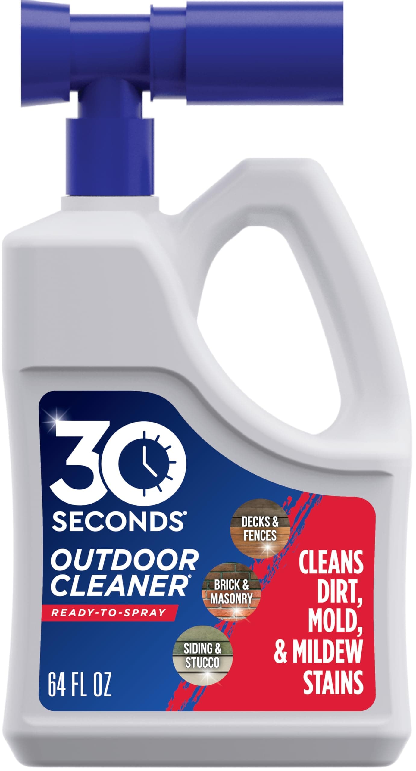 30 SECONDS Cleaners Outdoor Cleaner, 64oz Hose End Attachment, Clear