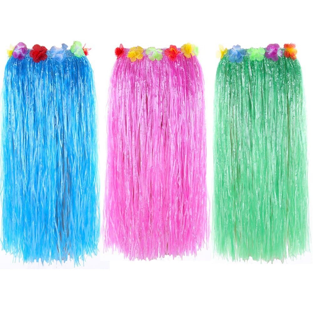 NEWCREATIVETOP32" Adult's Flowered Luau Hula Skirts Pack of 3,Assorted Colors