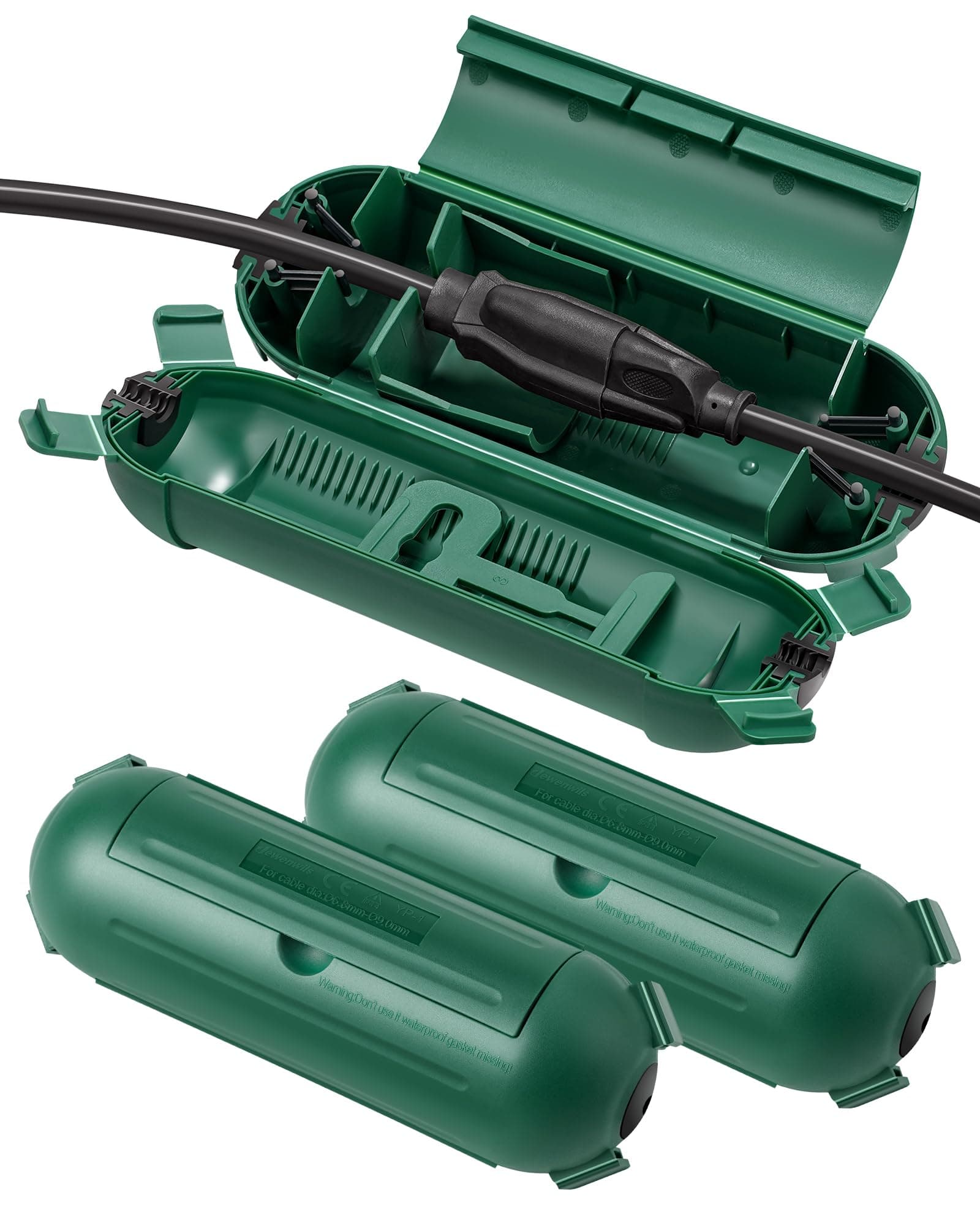 DEWENWILS 3Pack Outdoor Extension Cord Cover, Waterproof Connection Protector with 4 Seal Latches, Adjustable Compartment for AWG 12/14/16 Cords, Protect Holiday Decoration Lights and Plugs