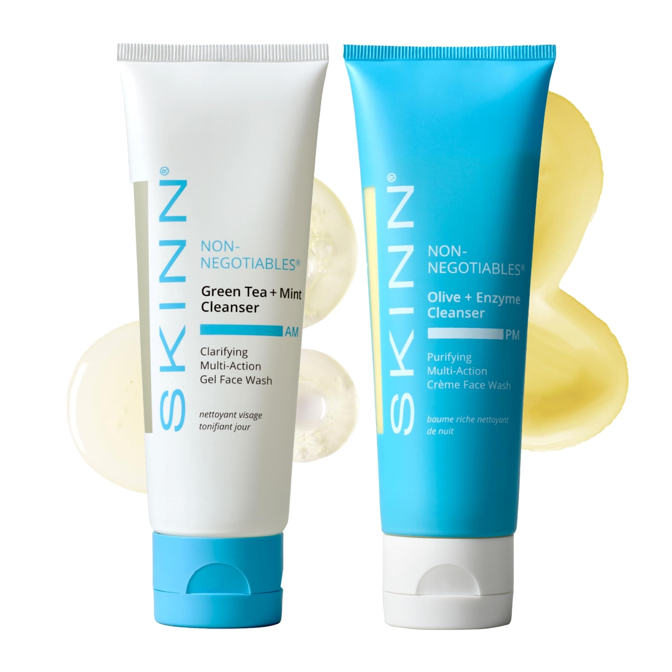 Day & Night Face Wash for Women & Men - Refreshing Green Tea & Mint Infusion, Nourishing Olive & Enzyme Formula - Complete AM/PM Cleanser Set for Hydrated