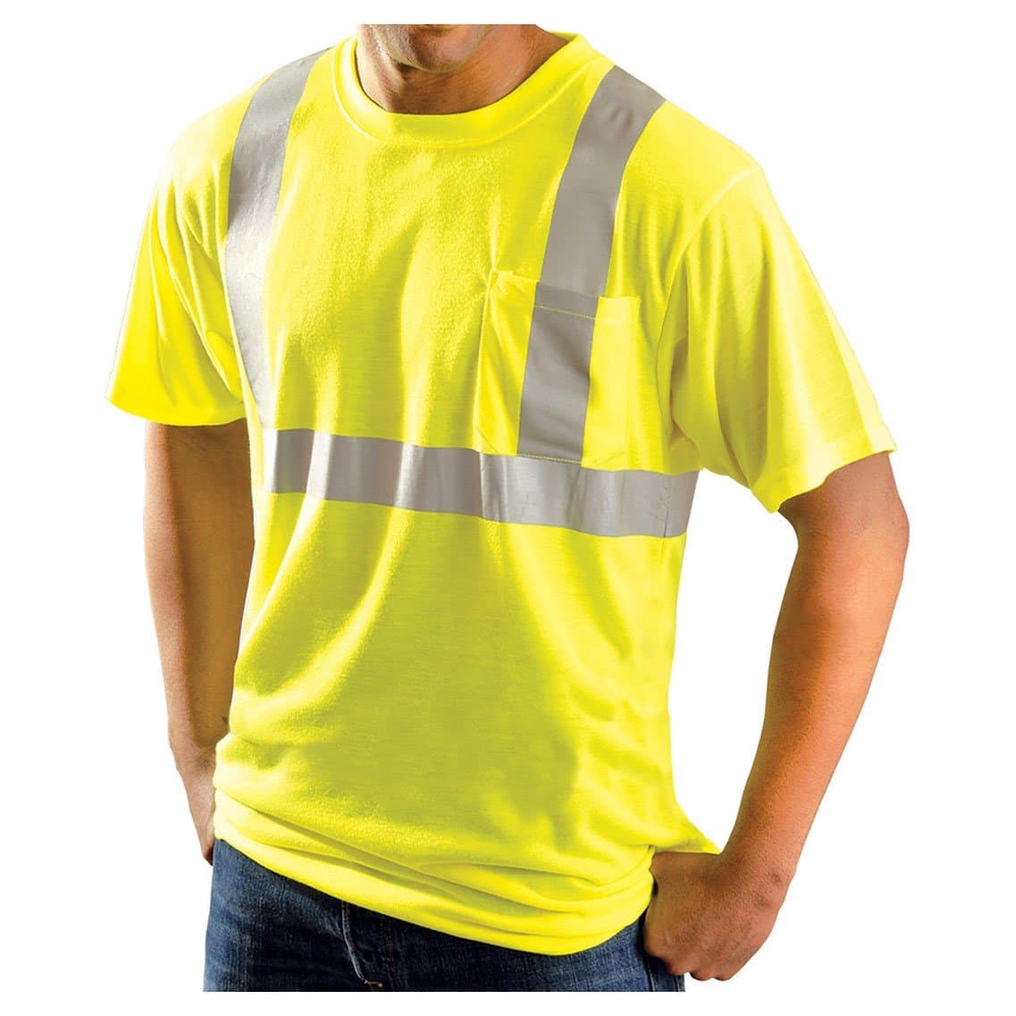 High-Vis Type R Class 2 Wicking T-Shirt - 3X-Large | Short Sleeve | High Vis Yellow | ANSI Certified Safety Shirts | 100% Polyester, Moisture-Wicking, Reflective Stripes