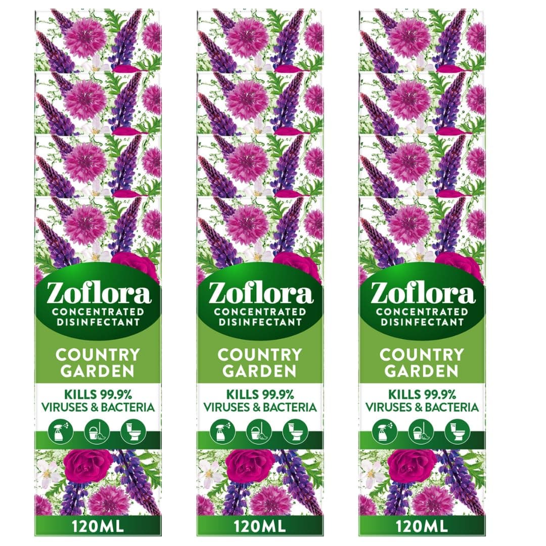 Country Garden Concentrated Multipurpose Disinfectant Liquid, Antibacterial Multi-surface Cleaner, Pet-Friendly, Kills 99,9% of Bacteria & Viruses, 12 x 120ml
