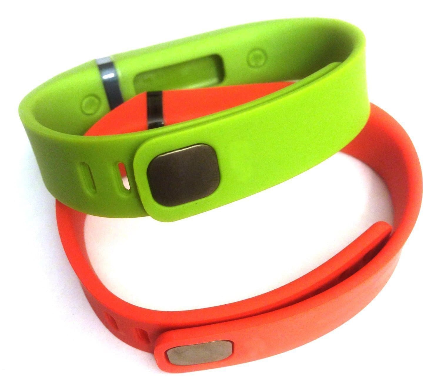 YOUDirect(TM) 2pcs Large Size (6.3"-8.2")(161mm-209mm) Combination Replacement Rubber Bands Wireless Activity Bracelet Excercise Arm Band Armband Sports Wristband Accessory Pack with Clasps for Fitbit FLEX Only /No tracker (Lemo Green+Carroty)