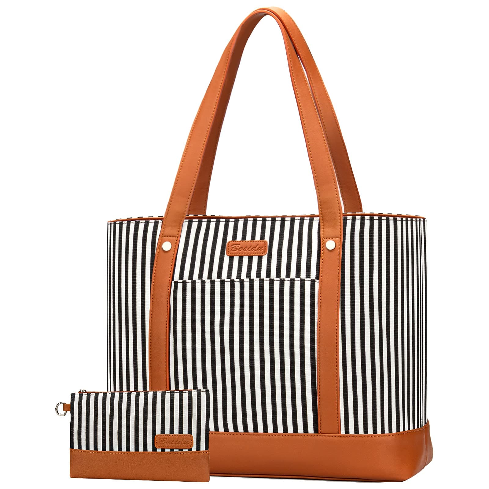 Laptop Tote Bag for Women, Water Resistant Canvas Womens Work Tote Bag, Large Capacity Shoulder Bag Fits 15.6 inches Laptop