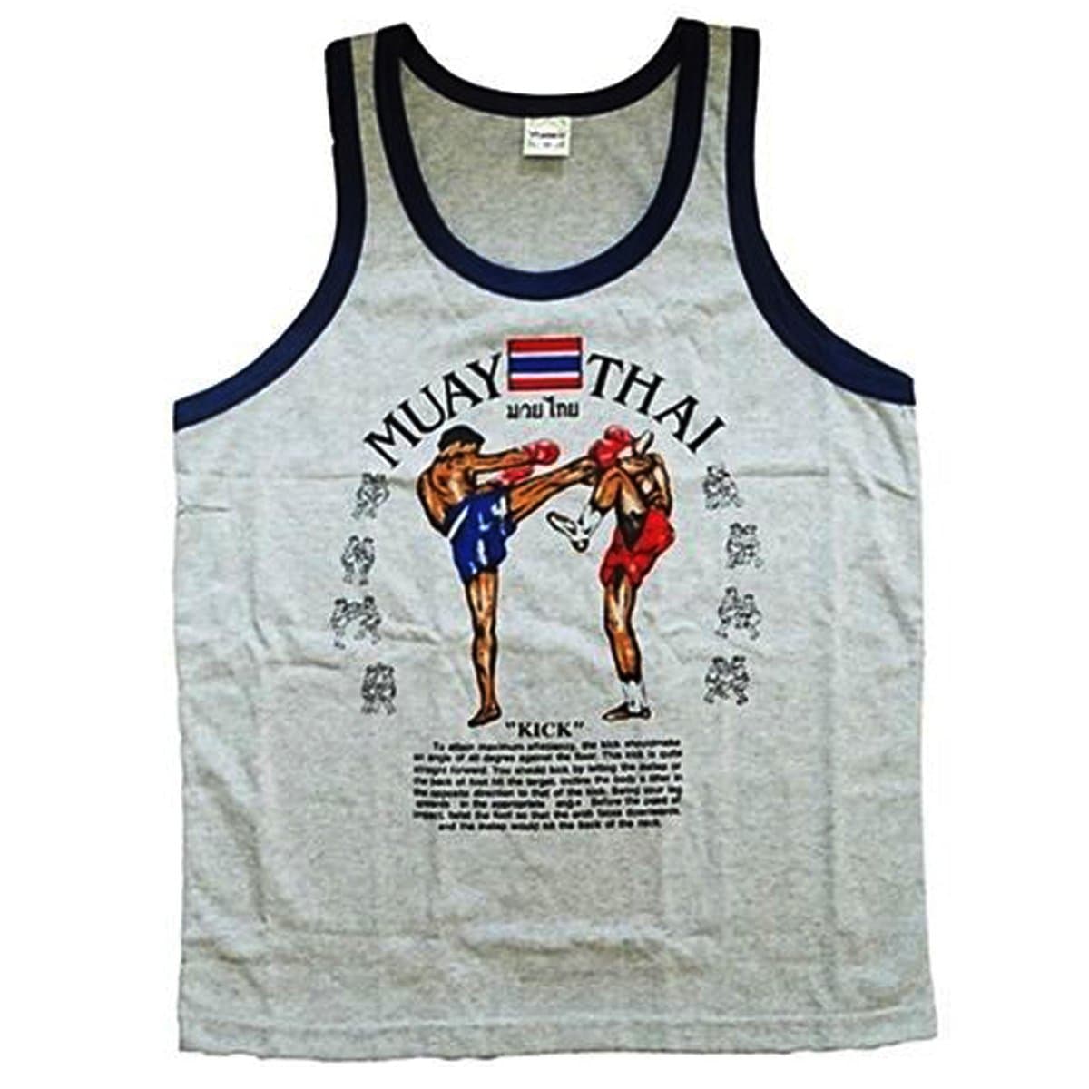 VillaMarket Men's Tank Top Singlet Vest Gym Muay Thai Men T-Shirt Cotton 100% Made in Thailand