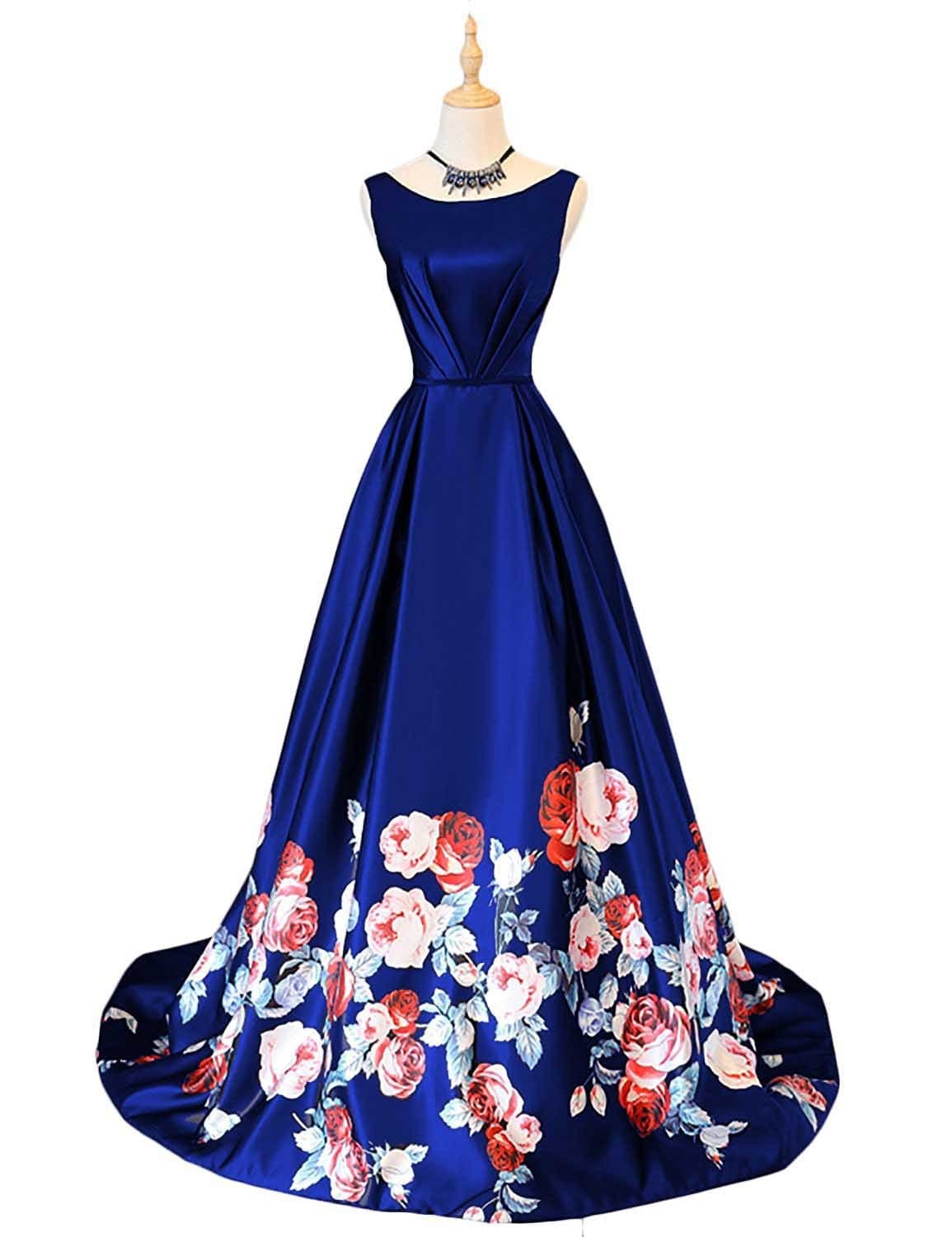 Vanial Beautiful Print Prom Dress Long Formal Evening Gowns V002
