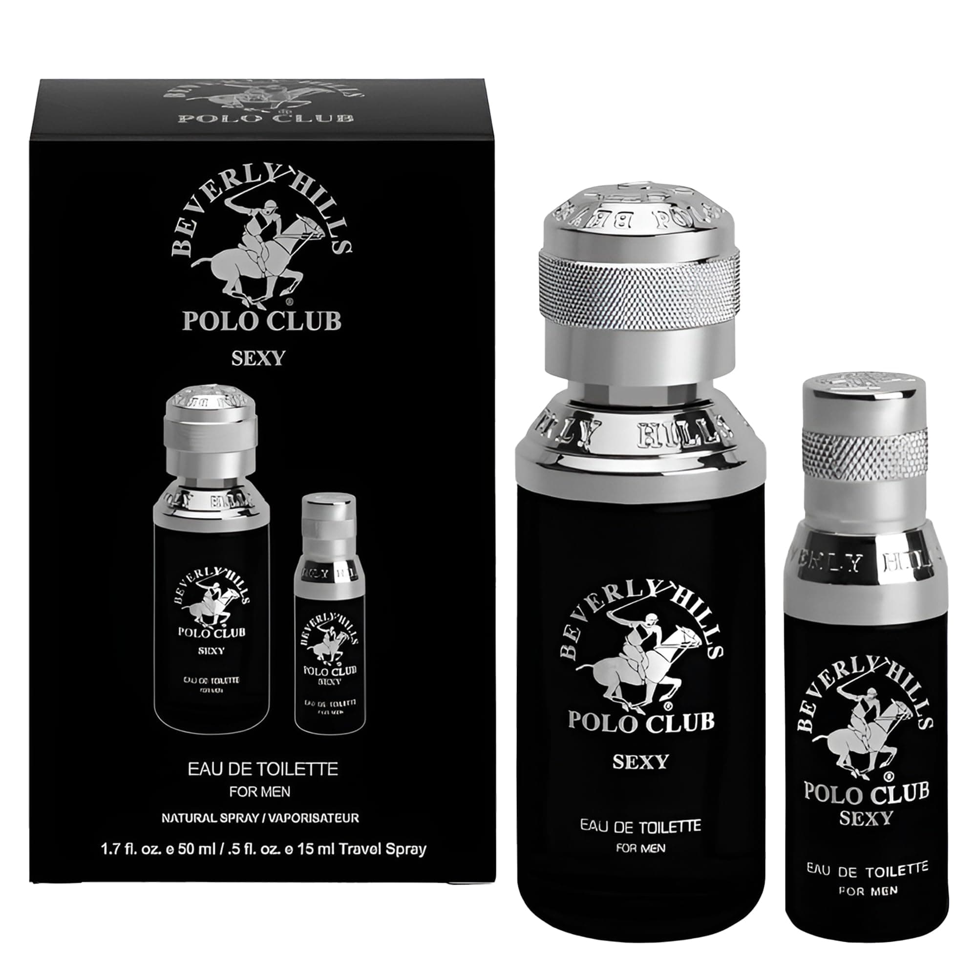 BHPC Men's Eau de Toilette Bonus Pack - Sexy Scent Cologne Gift Set (1.7 oz + 0.5 oz Travel Spray)
