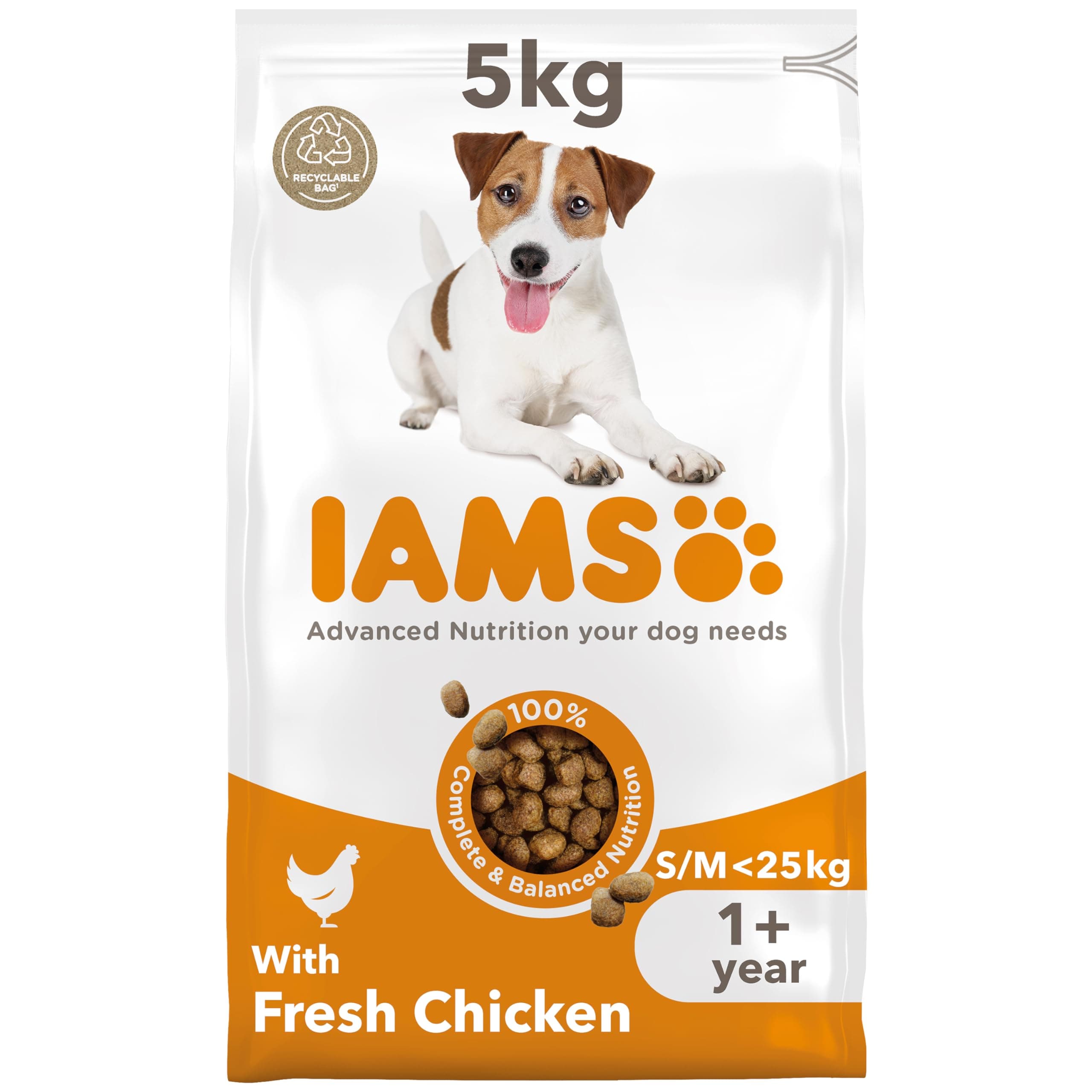 IAMS Adult Small Medium Complete Dry Dog Food Chicken 5kg - With DentalCare System
