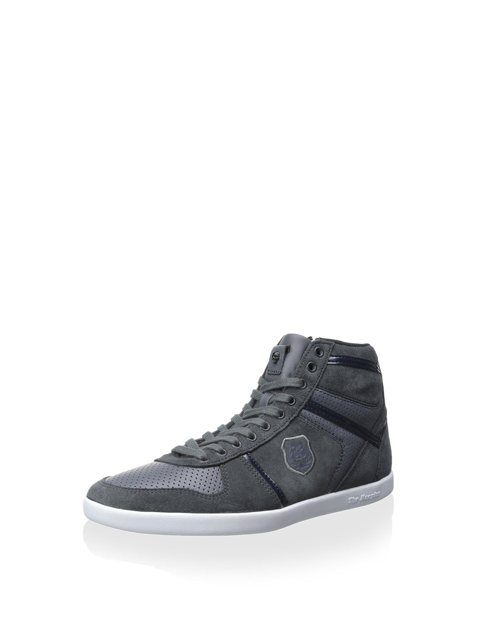 The Kooples Sport Men's Leather and Suede Hi Top Sneaker, Grey/Navy, 42 M EU/9 M US