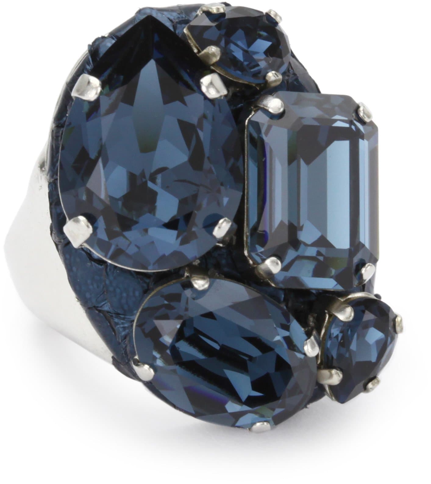 TED ROSSI "J'Amour Noir" Python Gem Oval Adjustable Ring