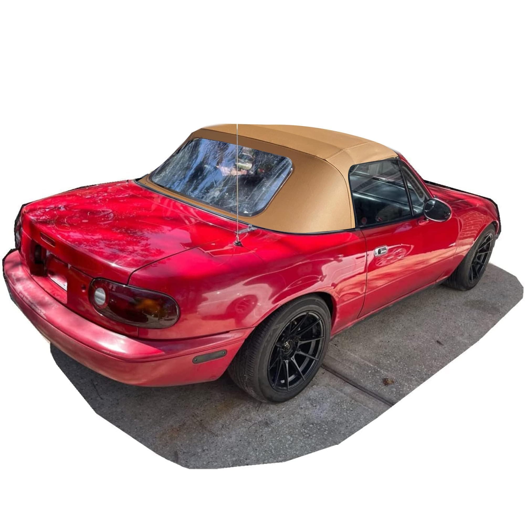 KUAFU Convertible Soft Top Replacement Compatible with 1990-2005 Mazda Miata MX5 MX-5, Soft Roof with Clear Plastic Window, Premium Grade Tan Sailcloth Vinyl