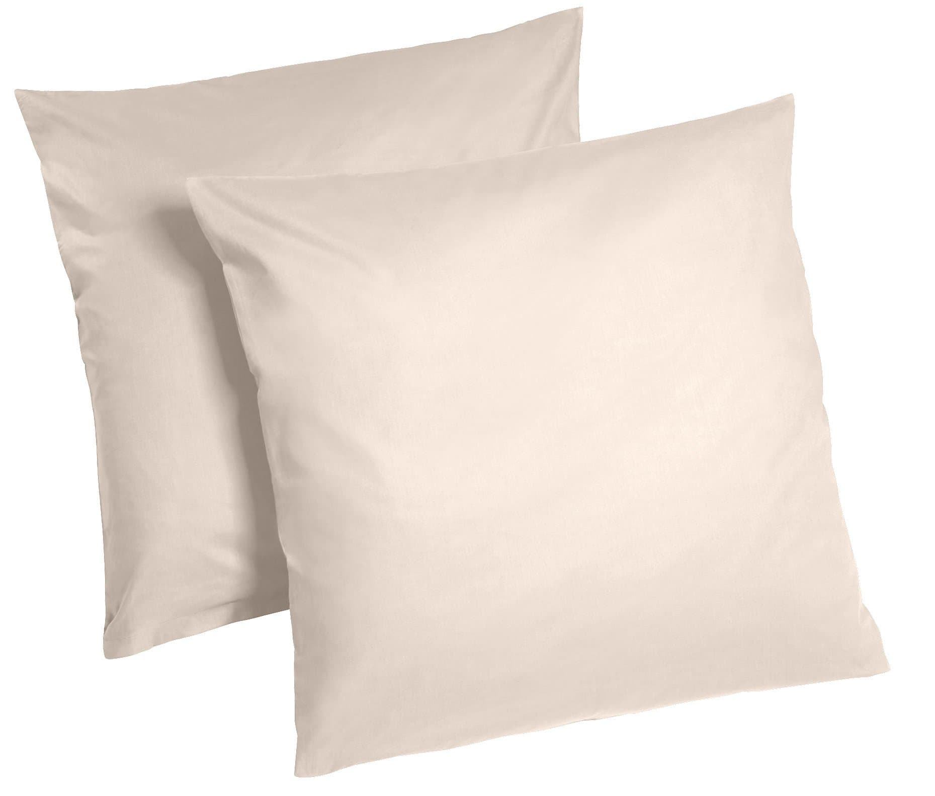 Renforcé Pillow Cases 100% Cotton Set of 2, 100 % Cotton COTTON, ecru, 80 x 80 cm