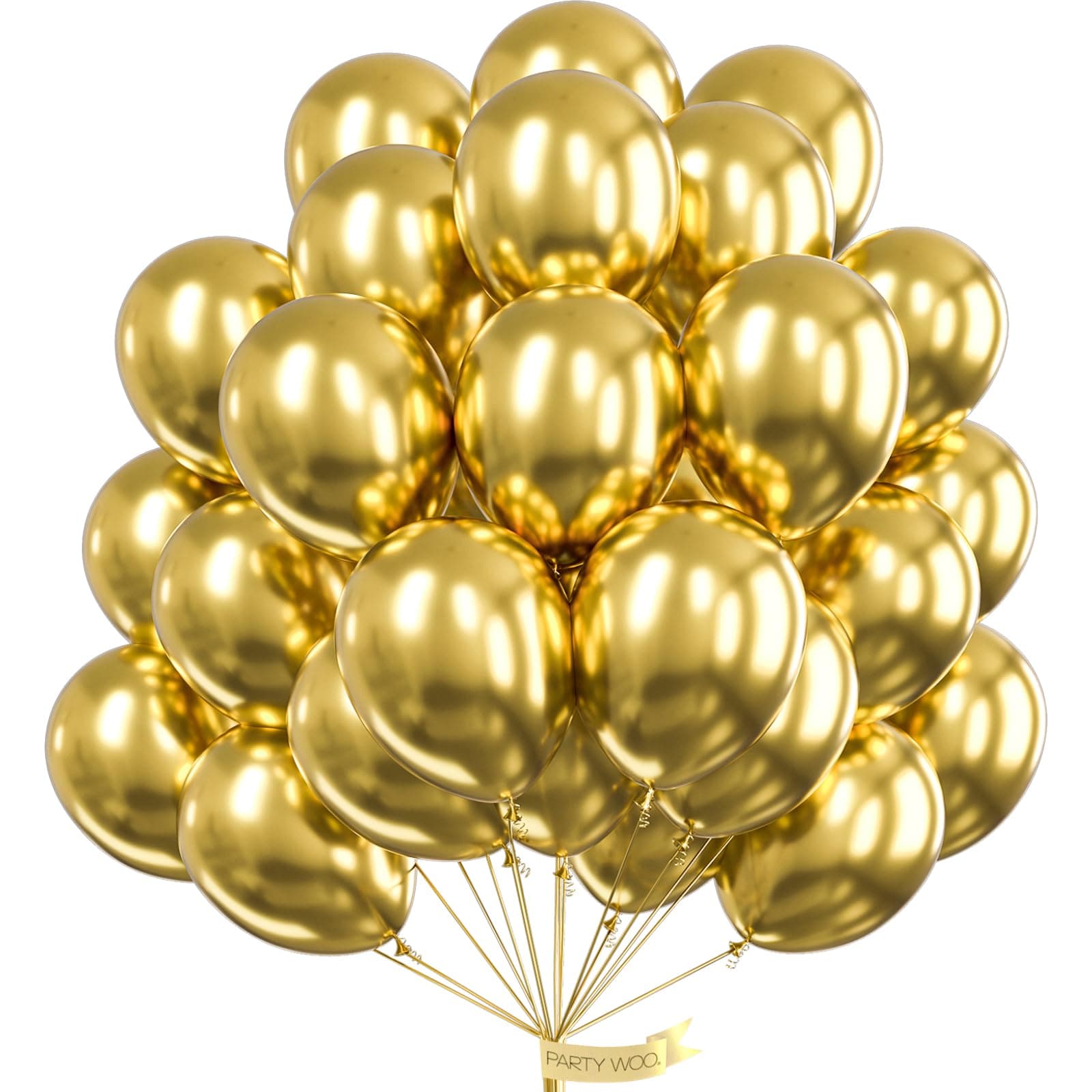 PartyWoo Gold Balloons 50pcs 12 Inch Gold Latex Helium Balloons for Birthday Wedding Anniversary Baby Shower Graduation Bachelorette Retirement Engagement Tea Casino Disco Party Decorations Gold-G101