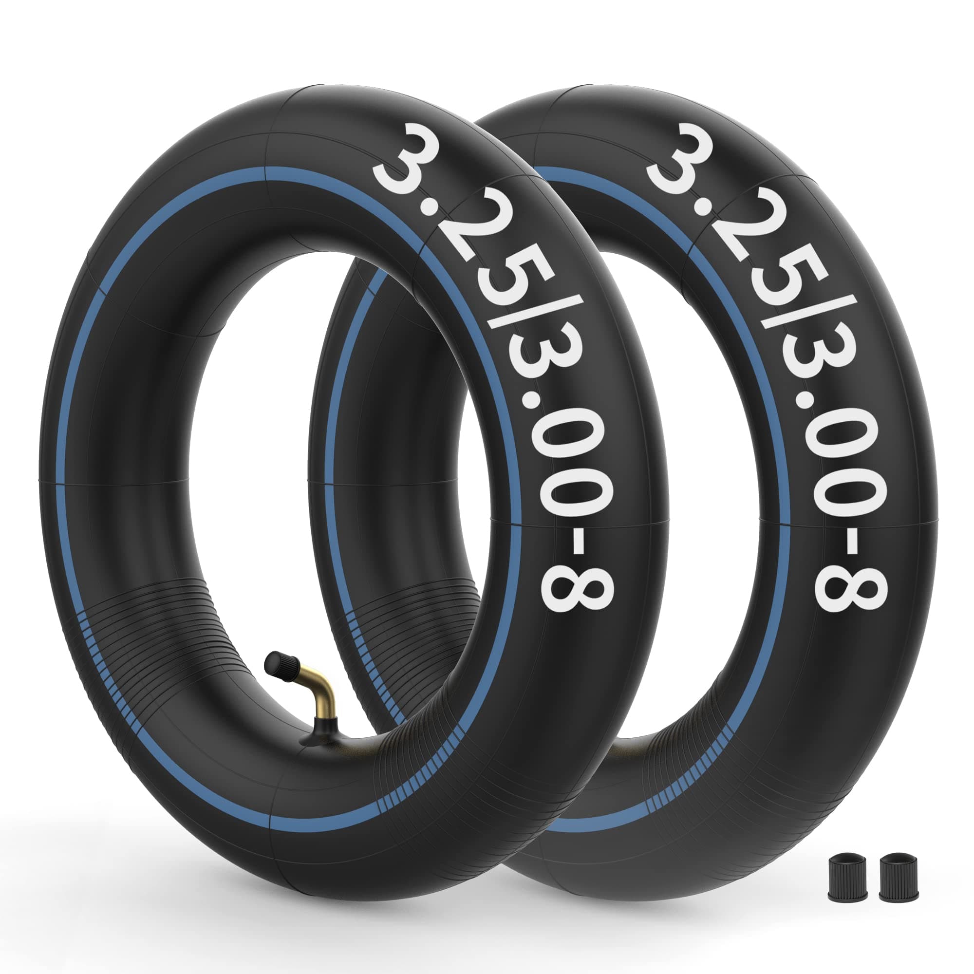 - 3.25/3.00-8 Inner Tubes with TR-87 Angled Stem, 3.50-8 Inner Tubes for 8 Inch Rim Compatible with Wheelbarrow Scooters Lawn Mowers Chopper 2 Pack