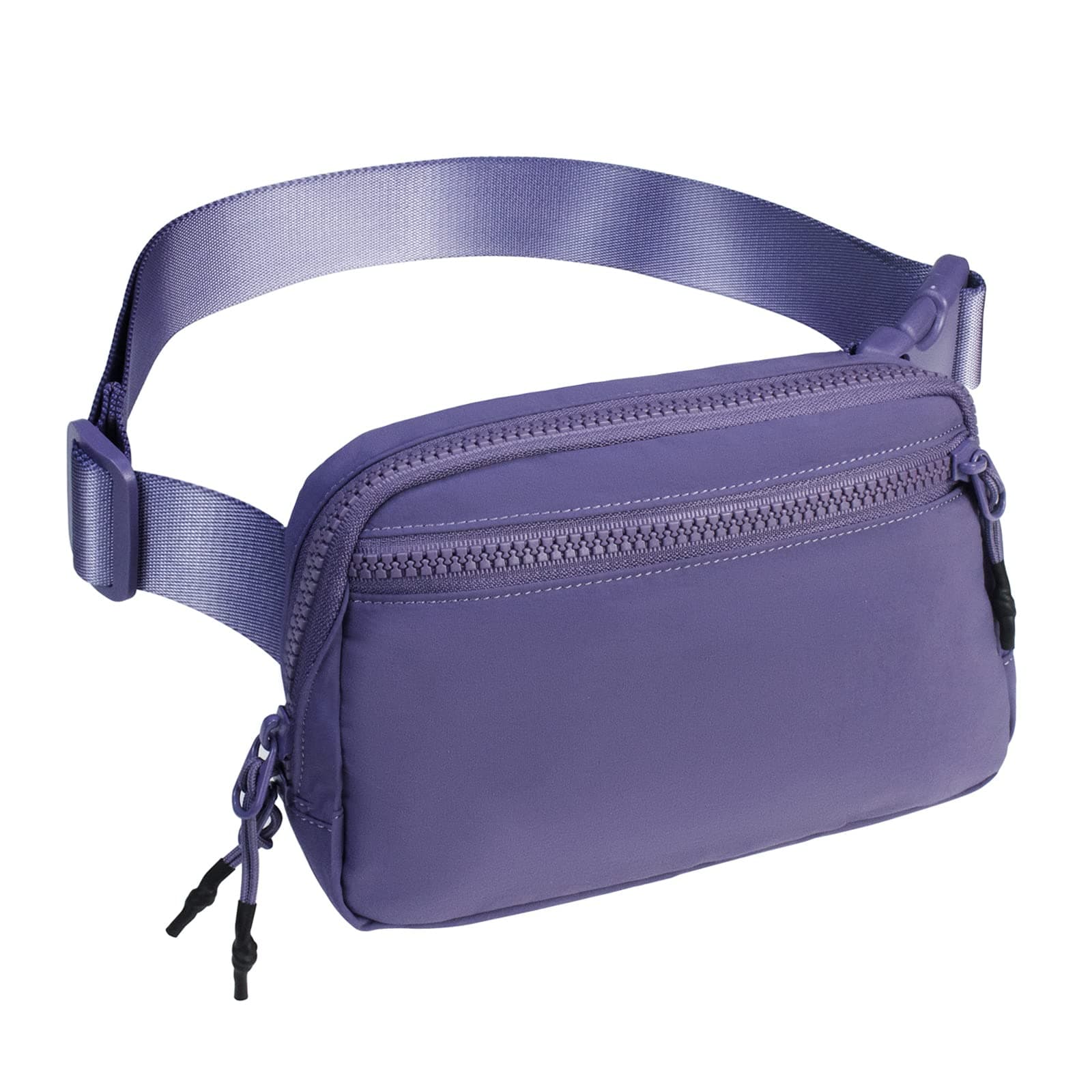 2-Way Zipper Fanny Pack for Women Men Mini Belt Bag Small Waist Bag Pouch Traveling Outdoor Hiking Running Casual Adjustable (F4-Purple)