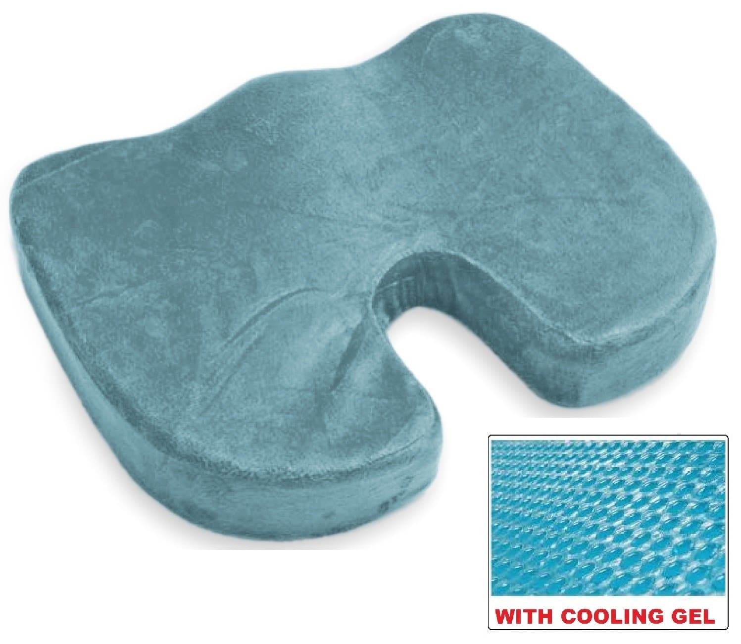 Perfect Posture Pillows Best Memory Foam Coccyx Seat Cushion with Cooling Gel for Office Chairs, Car & Home - Orthopedic Seat Cushion Helps Relieve Tail Bone Pain, Sciatica, Back & Neck Pain Blue