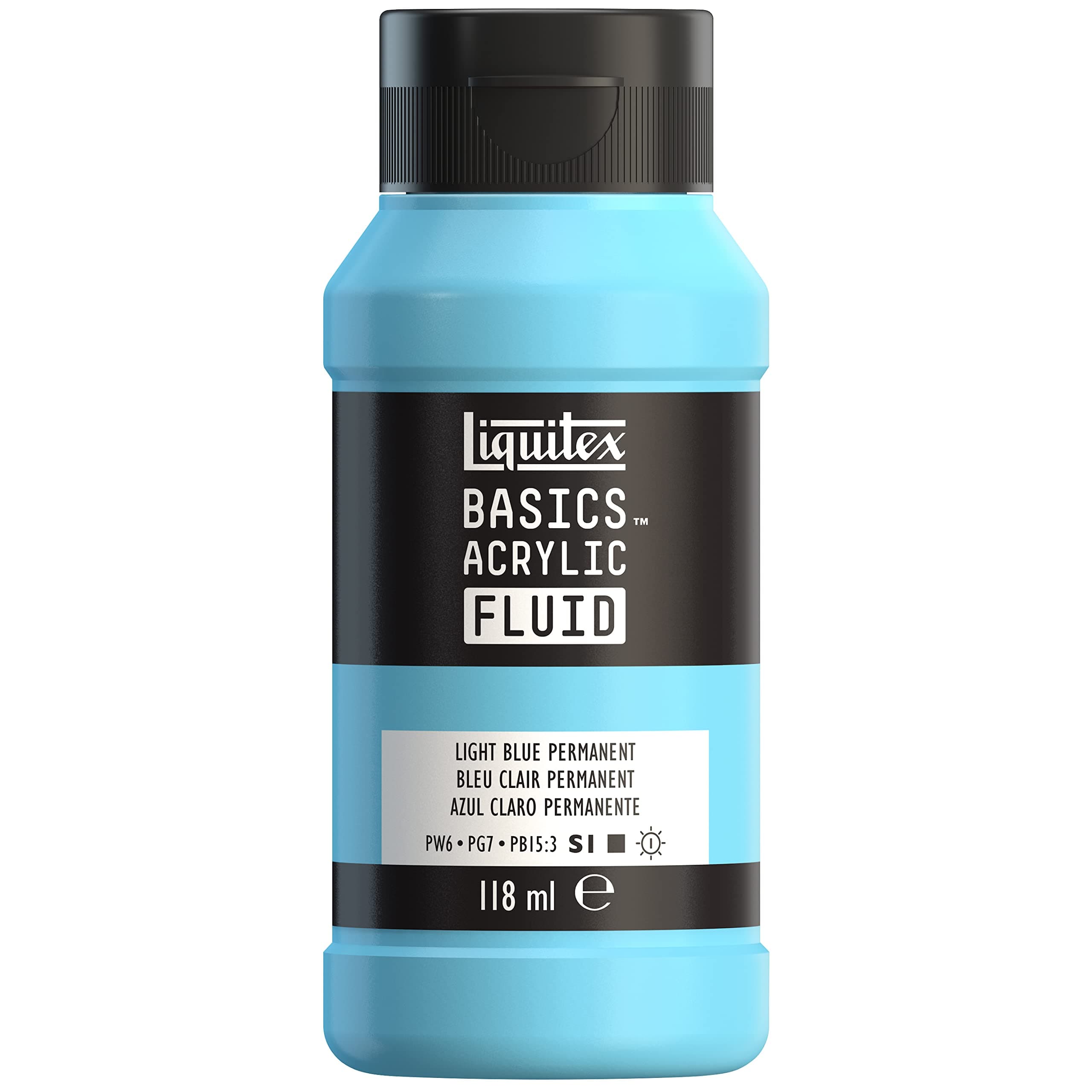Liquitex Basics Acrylic Fluid, 118ml Bottle, Light Blue Permanent