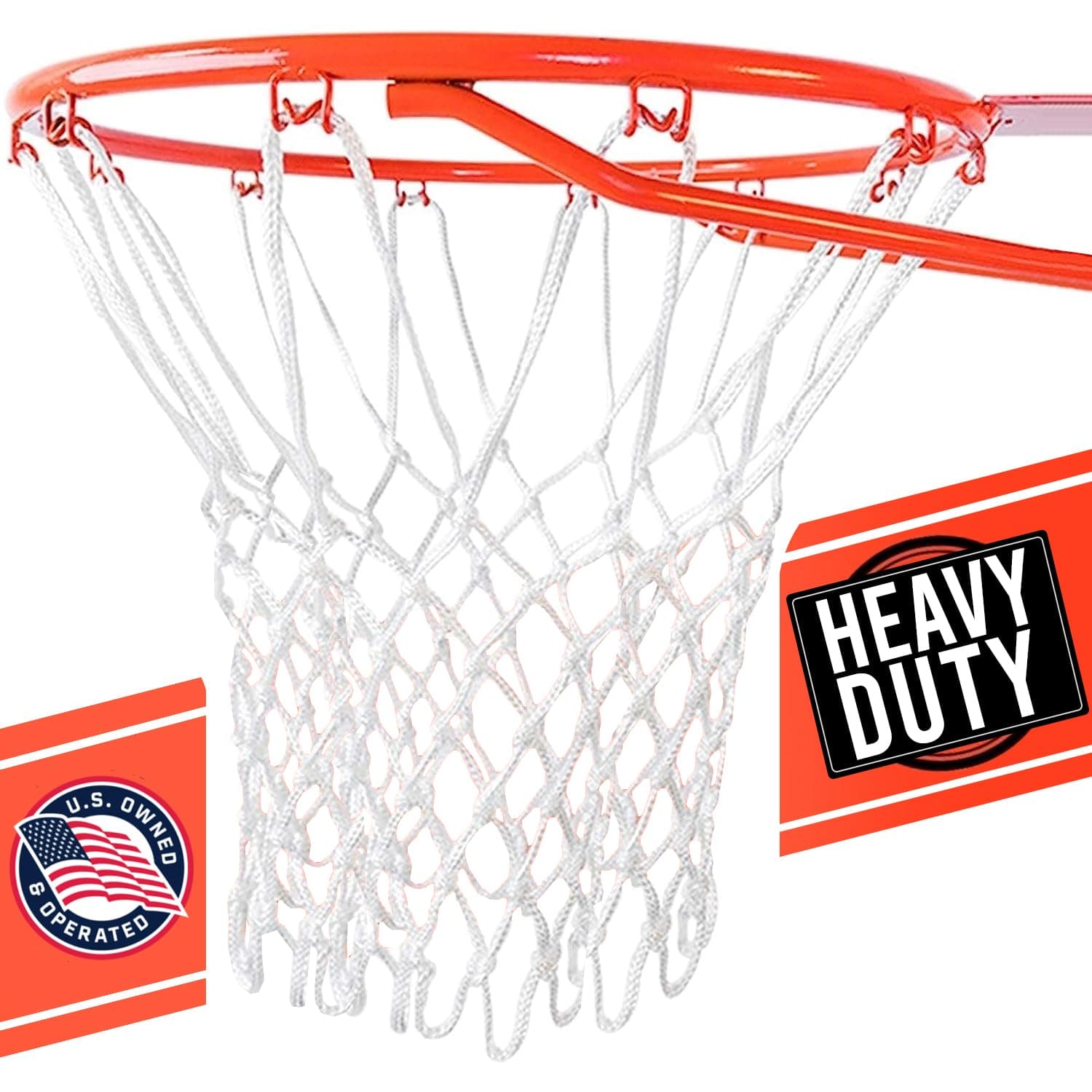 Basketball Net Replacement Heavy Duty - 12 Loops, Professional All Weather Anti Whip Nets, Fits Standard Indoor or Outdoor Rims - Premium Basketball Accessories - Hoop Net
