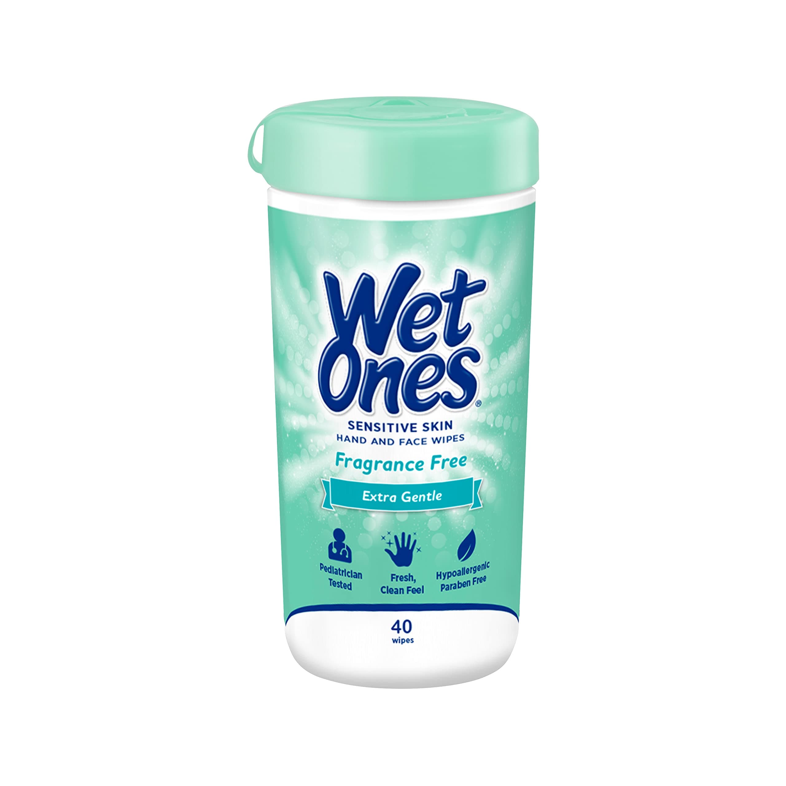 Wet Ones Hand and Face Wipes for Sensitive Skin, Unscented | Wet Ones Sensitive Skin Wipes for Hands and Face, 40 ct. Canister