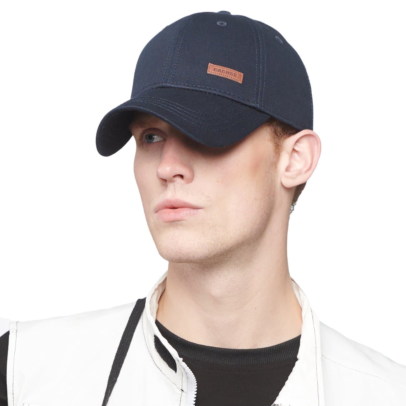 CACUSS Men's Cotton Dad Hat Classic Baseball Cap with Adjustable Buckle Closure,Golf Cap(Navy)