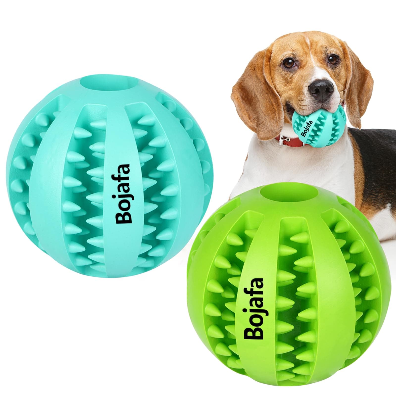 2Pack Best Dog Teething Toys Balls - Durable IQ Puzzle Chew Toys for Puppy, Small and Large Dogs - Teeth Cleaning, Chewing, Playing, Treat Dispensing