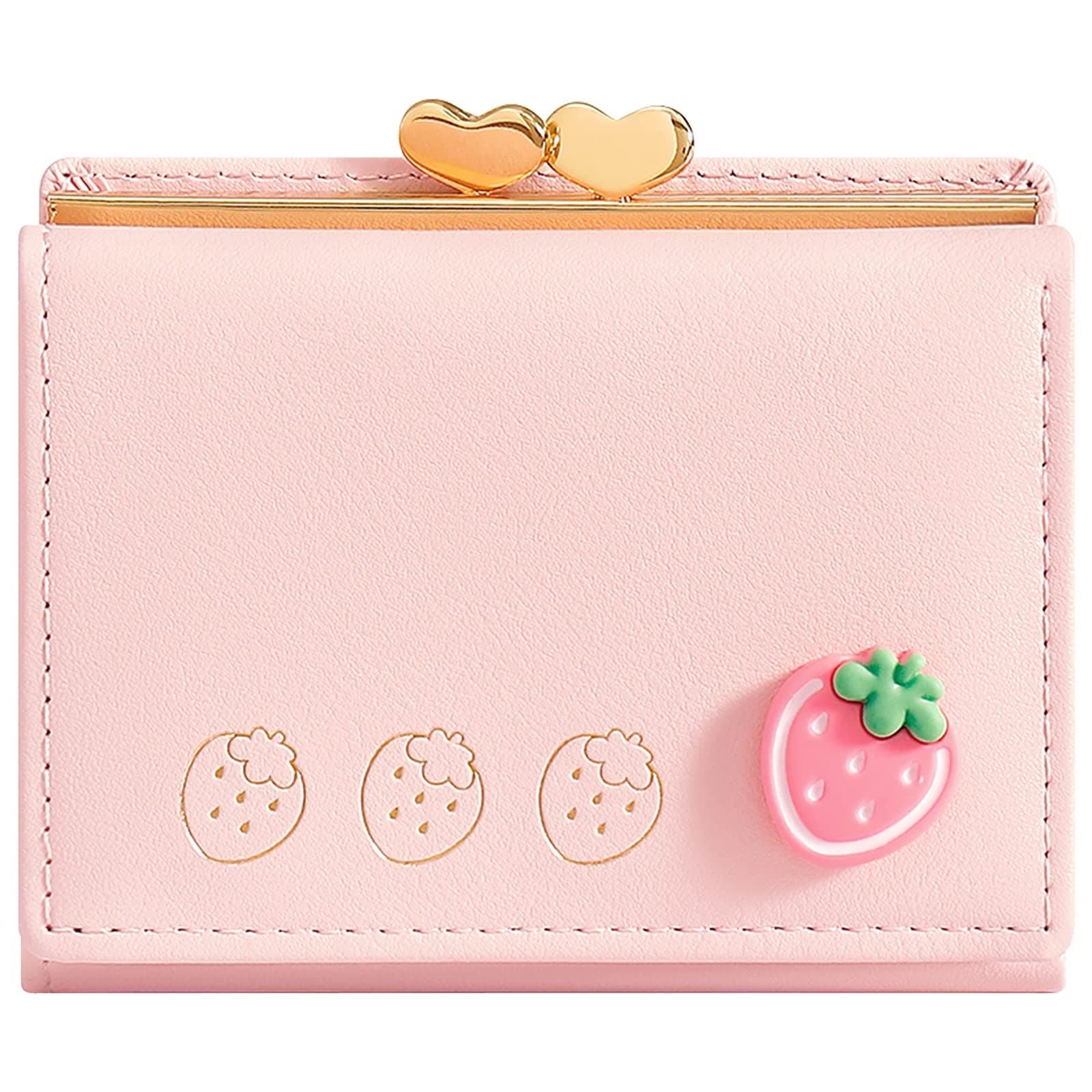 Wallet Card Holder, Small Bifold RFID Blocking Purse, Cute Small Leather Pocket Wallet for Women, Girls, Ladies (Baby Pink)
