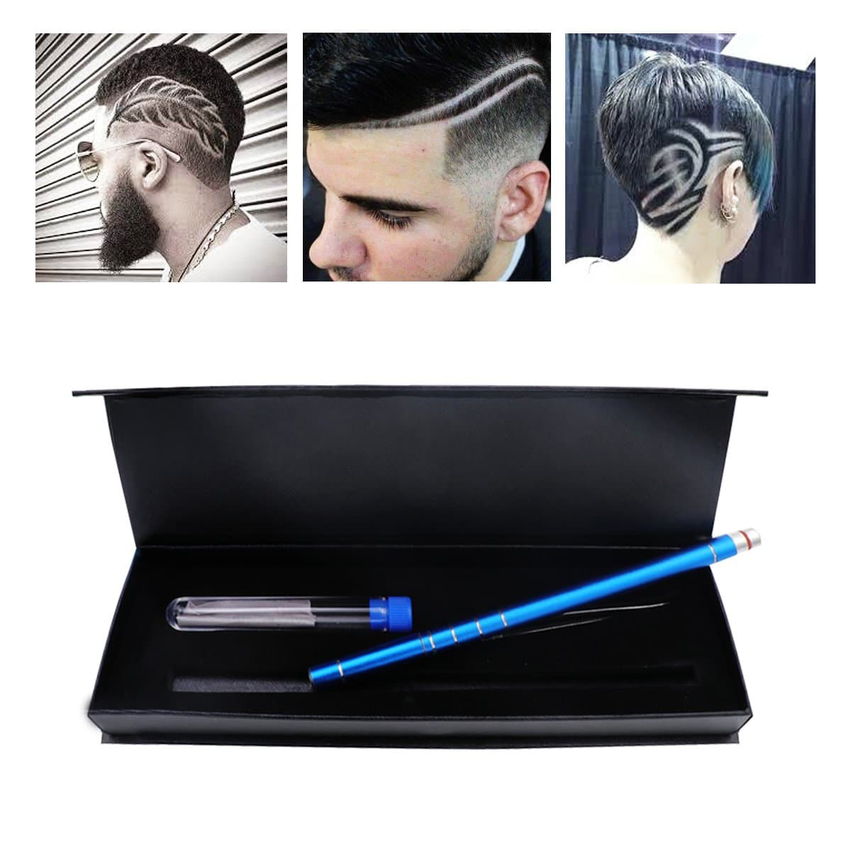 Hair Tattoo Trim Styling Face Eyebrow Shaping Device, Ociga Engraved Pen + 10 Blades + Tweezer Hair Styling Eyebrows Beards Razor Tool