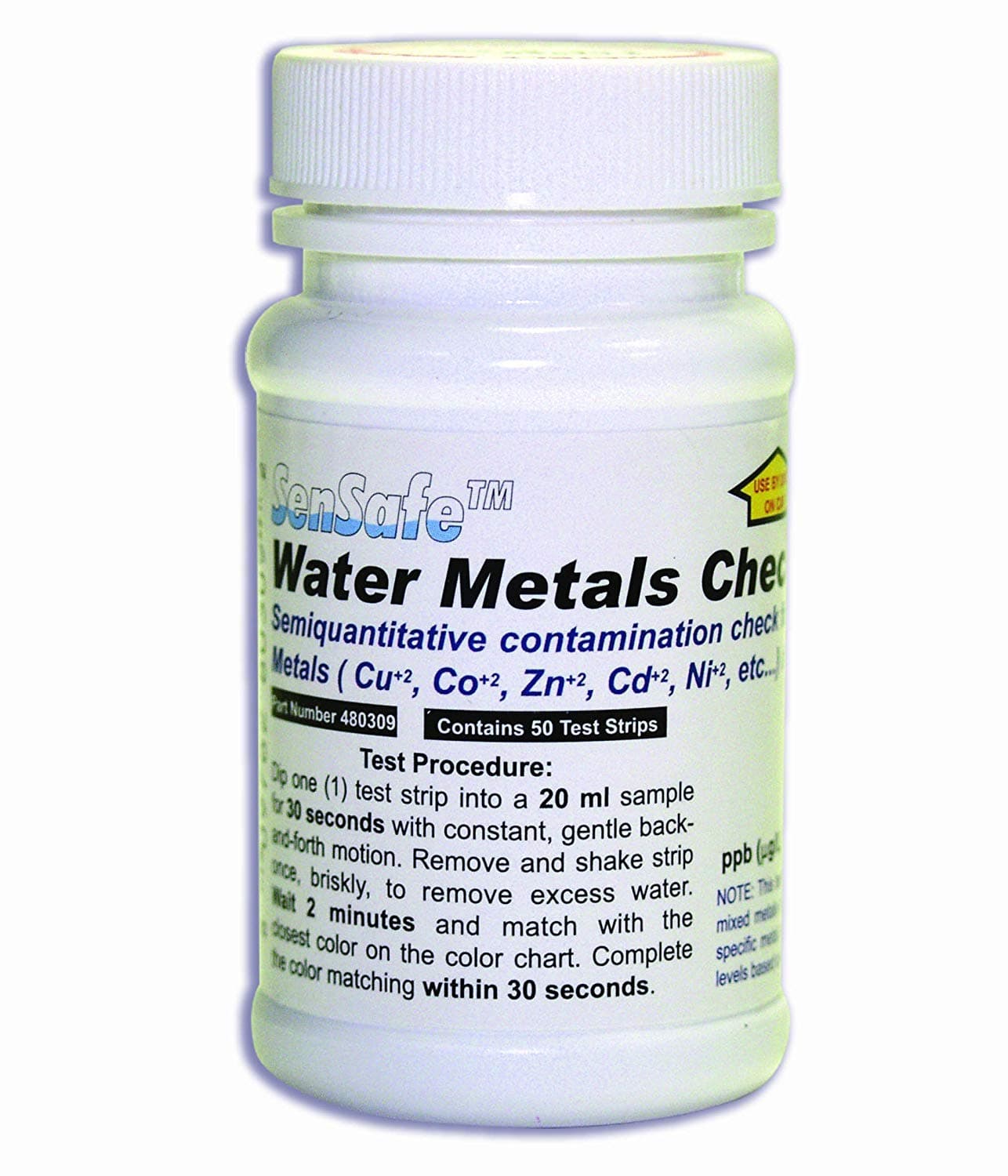 50 Heavy Metal Test Strips - Testing Kit for Iron, Copper, Cobalt, Zinc, Cadmium, Nickel, Lead, Mercury