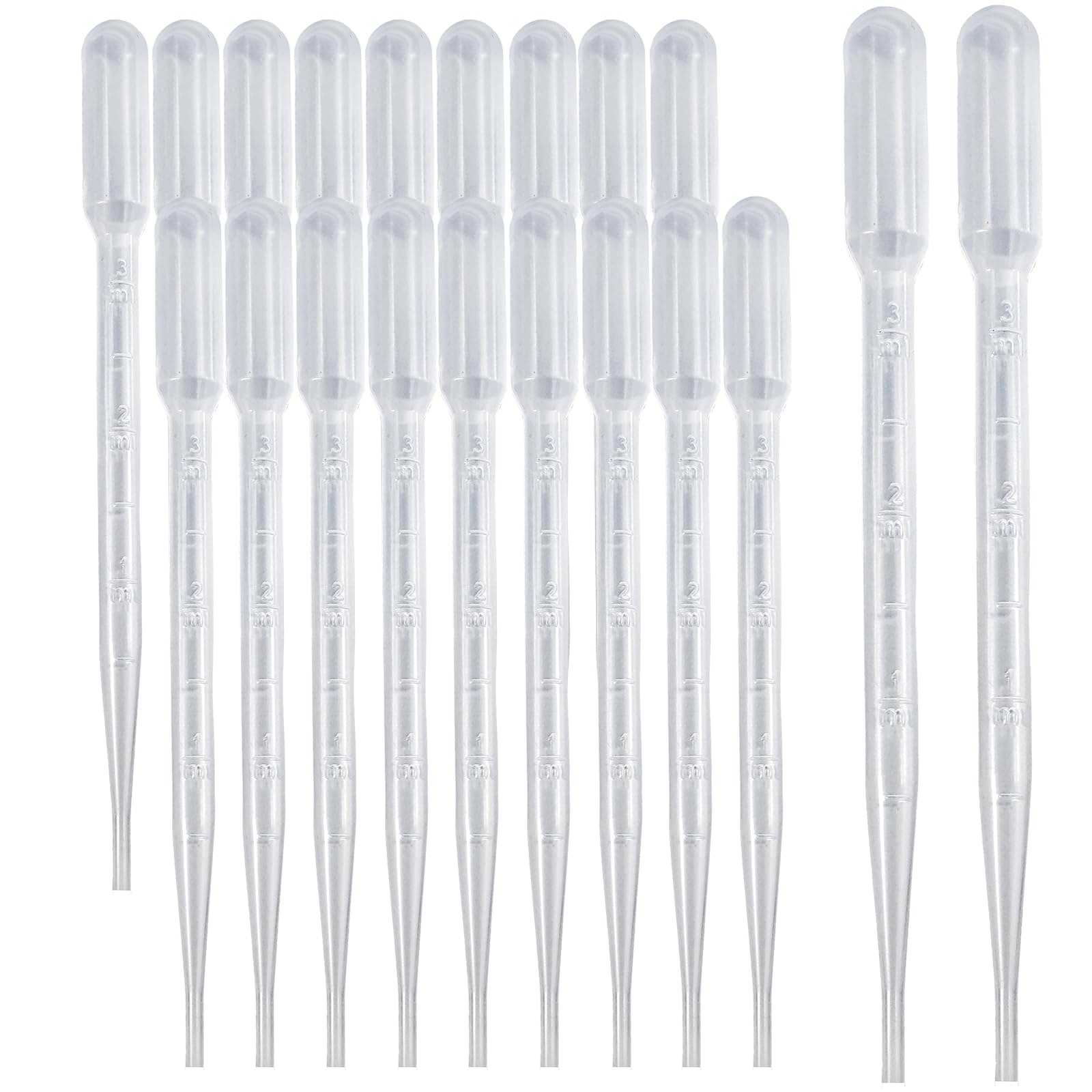 20 PCS Pipette 3ML - Flexible Eye Dropper for Accurate Liquid Transfer, Excellent Suction - Perfect for Oils, Resin, Crafts, Labs, Kids Activities - Plastic Pipettes, Droppers, Eye Droppers
